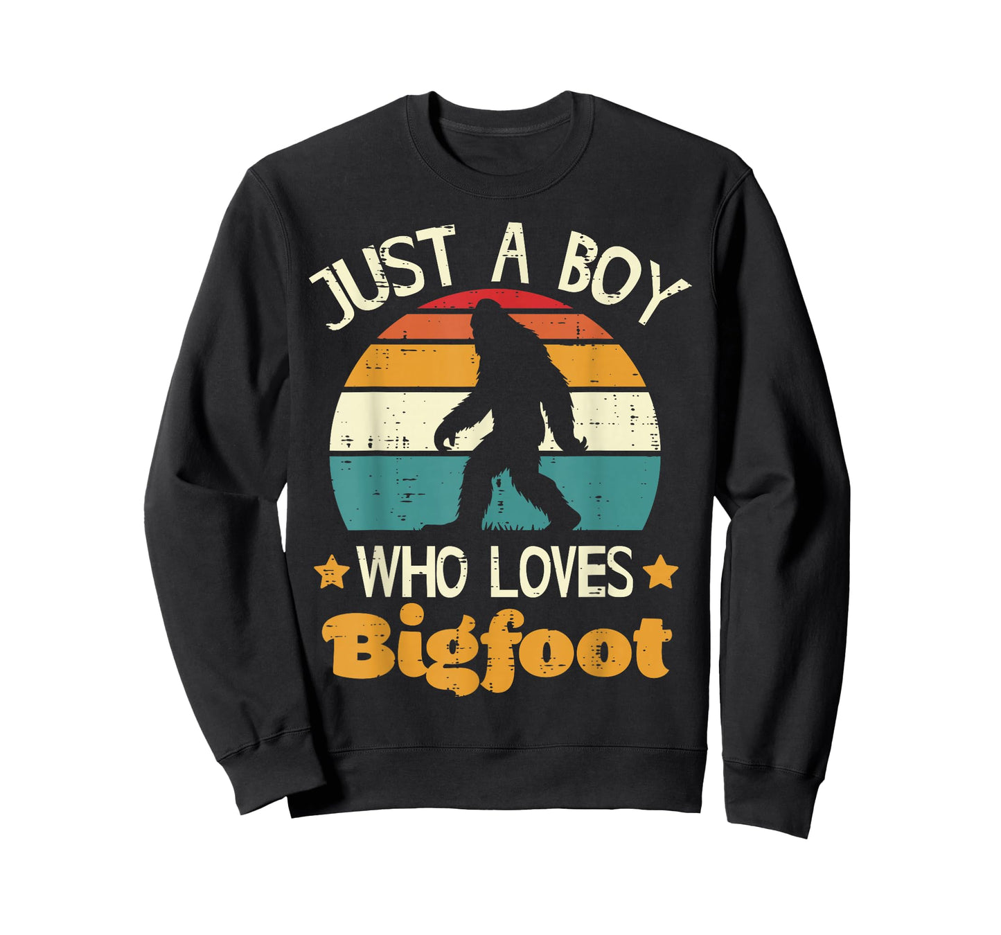 Just Boy Who Loves Bigfoot Retro Sasquatch Boys Kids Men T-Shirt