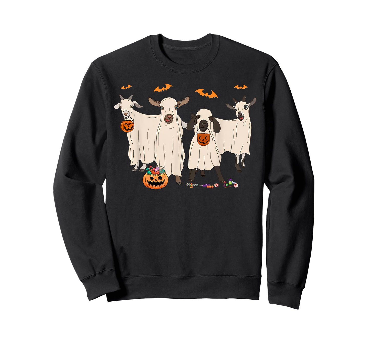 Funny Goat In Ghost Costume Happy Halloween Day Girls Boys T-Shirt