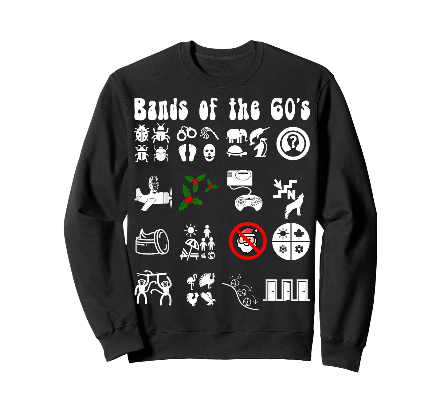 Funny Nerdy Iconic Pop Rock Bands of the 60s White T-Shirt