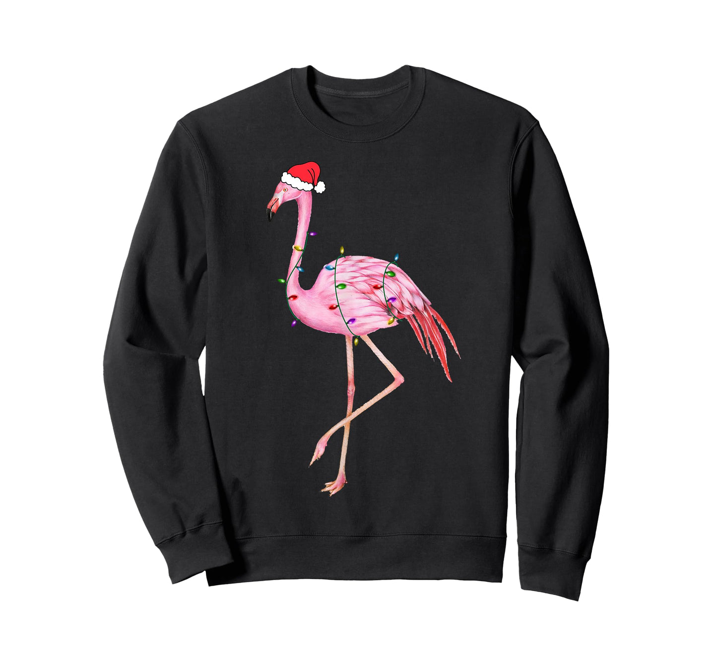 Lighted Flamingo Christmas Tree Lights Xmas Santa Hat Gifts T-Shirt