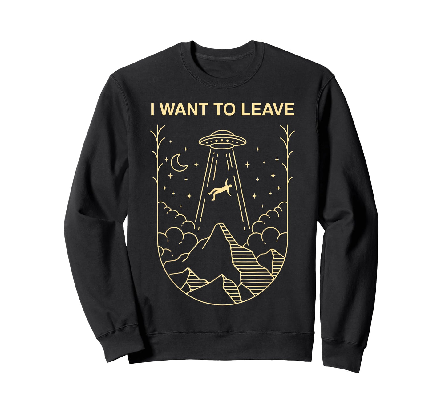Funny Alien UFO Extraterrestrial I Want to Leave Alien Lover T-Shirt Small