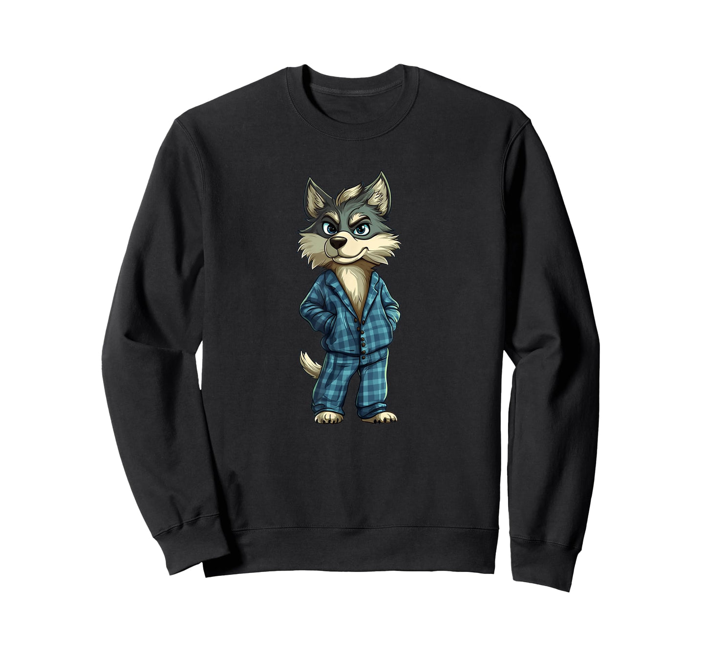 Funny Dreamy Wolf in Pajama Outfit for Sleepy Boys and Girls T-Shirt