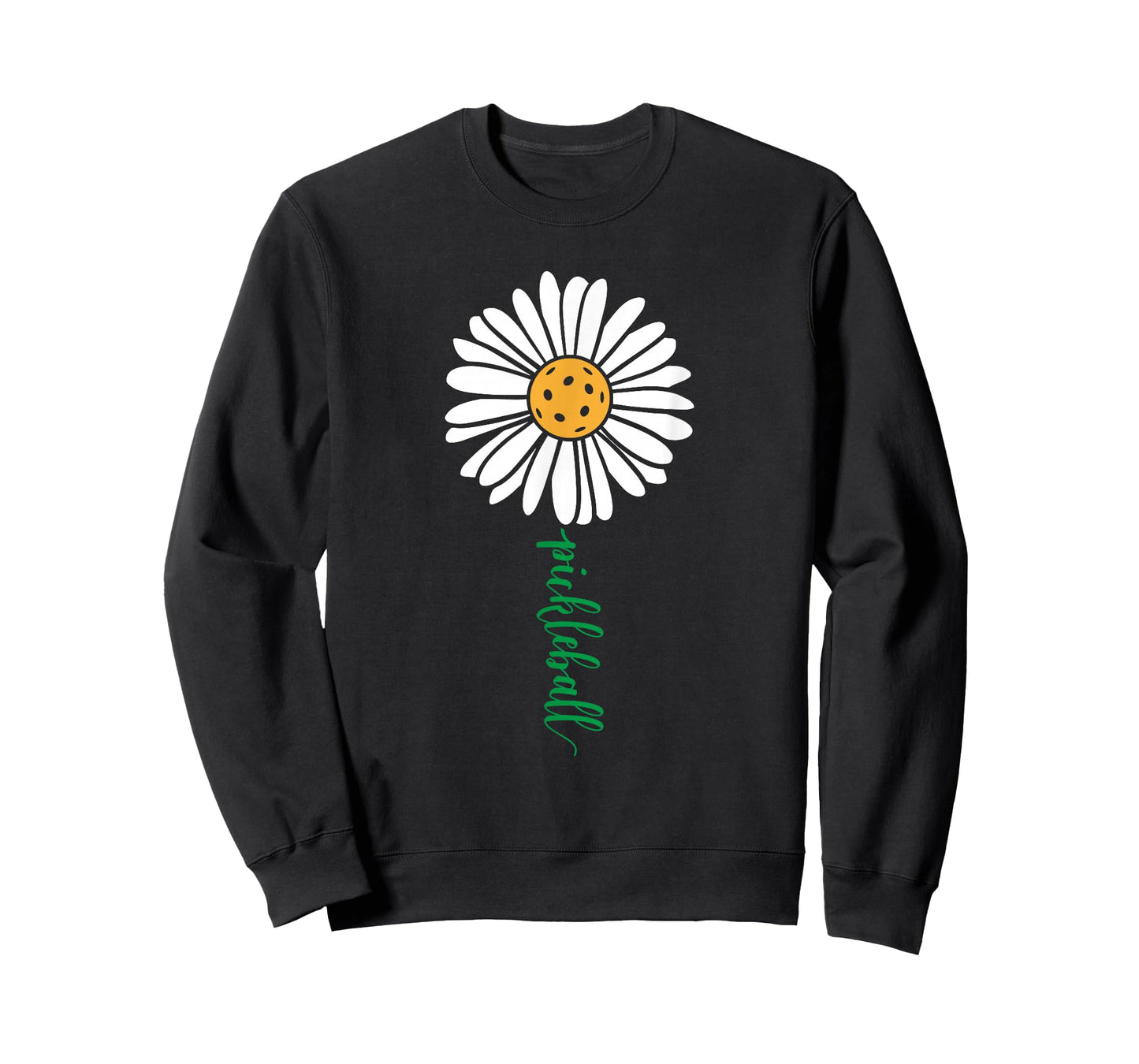 Threadrock Unisex Adults & Kids Pickleball Daisy Flower Short Sleeve T-Shirt, Black, Small