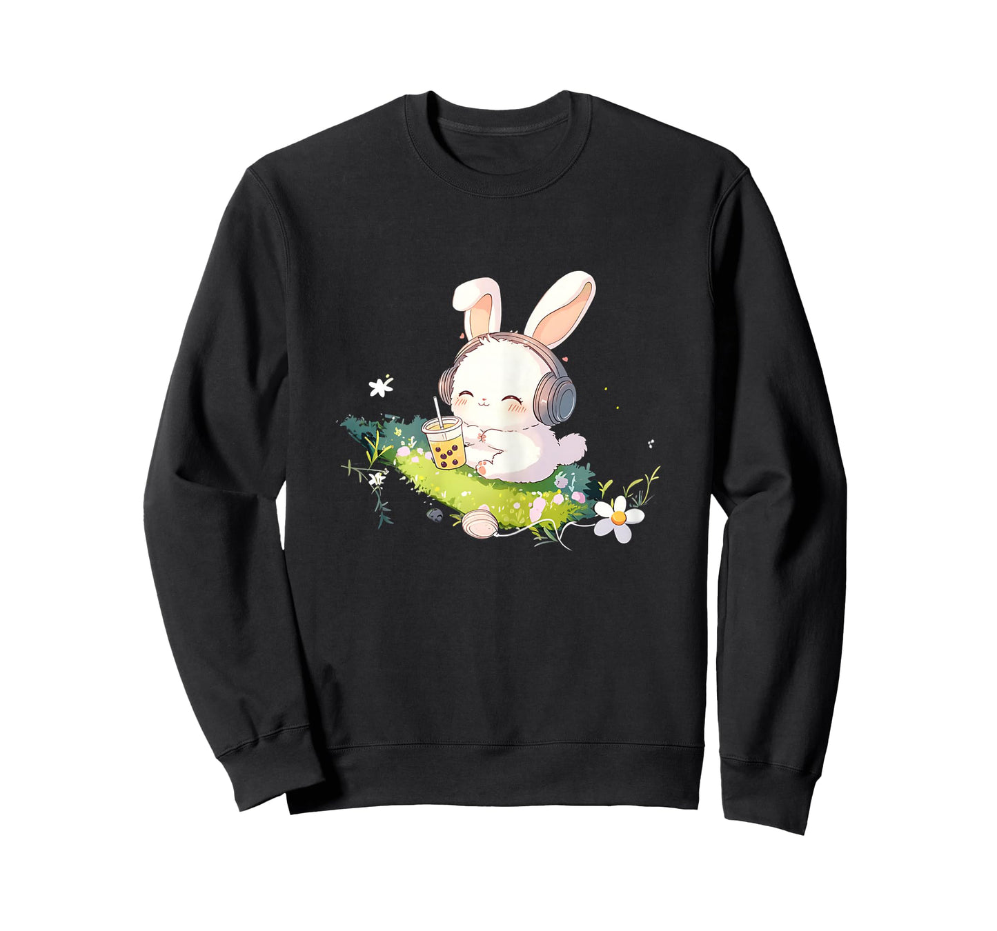 Cutecore Bunny Boba Tea Bubble Tea Headphones Kpop Anime T-Shirt