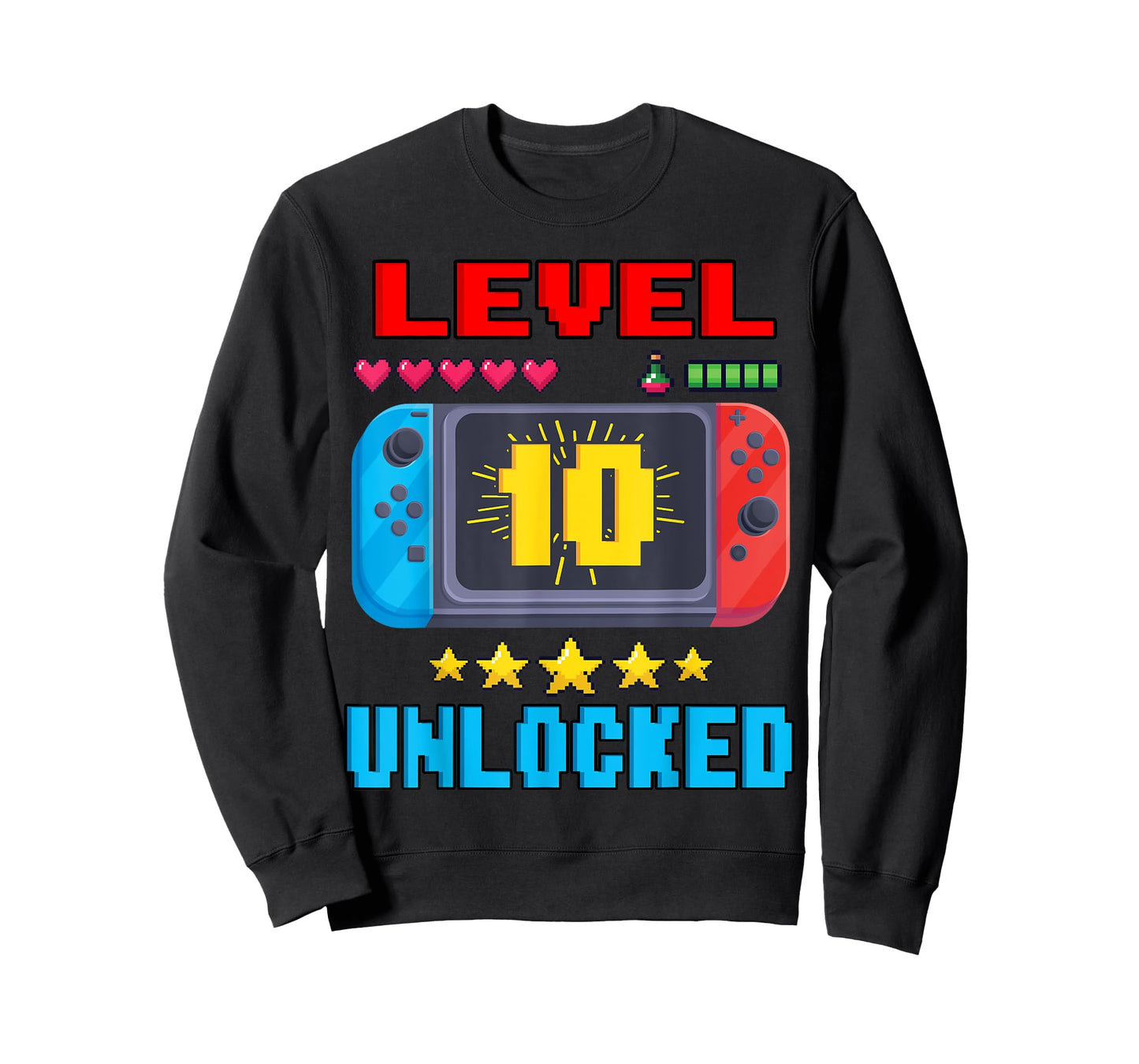 10th Birthday Boy Level 10 Unlocked Video Gamer Birthday T-Shirt