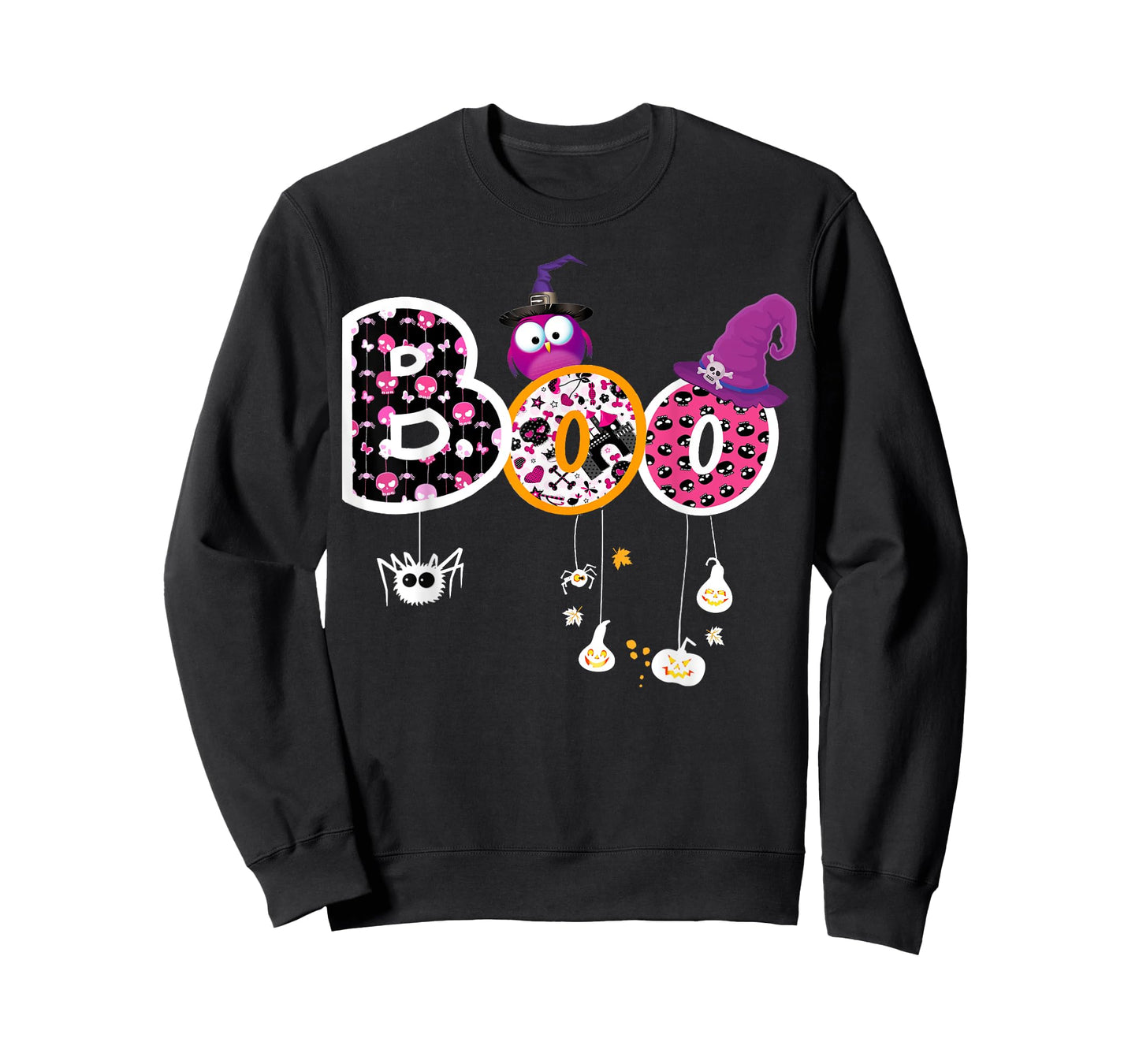 Boo Halloween Costume Spiders, Ghosts, Pumkin & Witch Hat T-Shirt