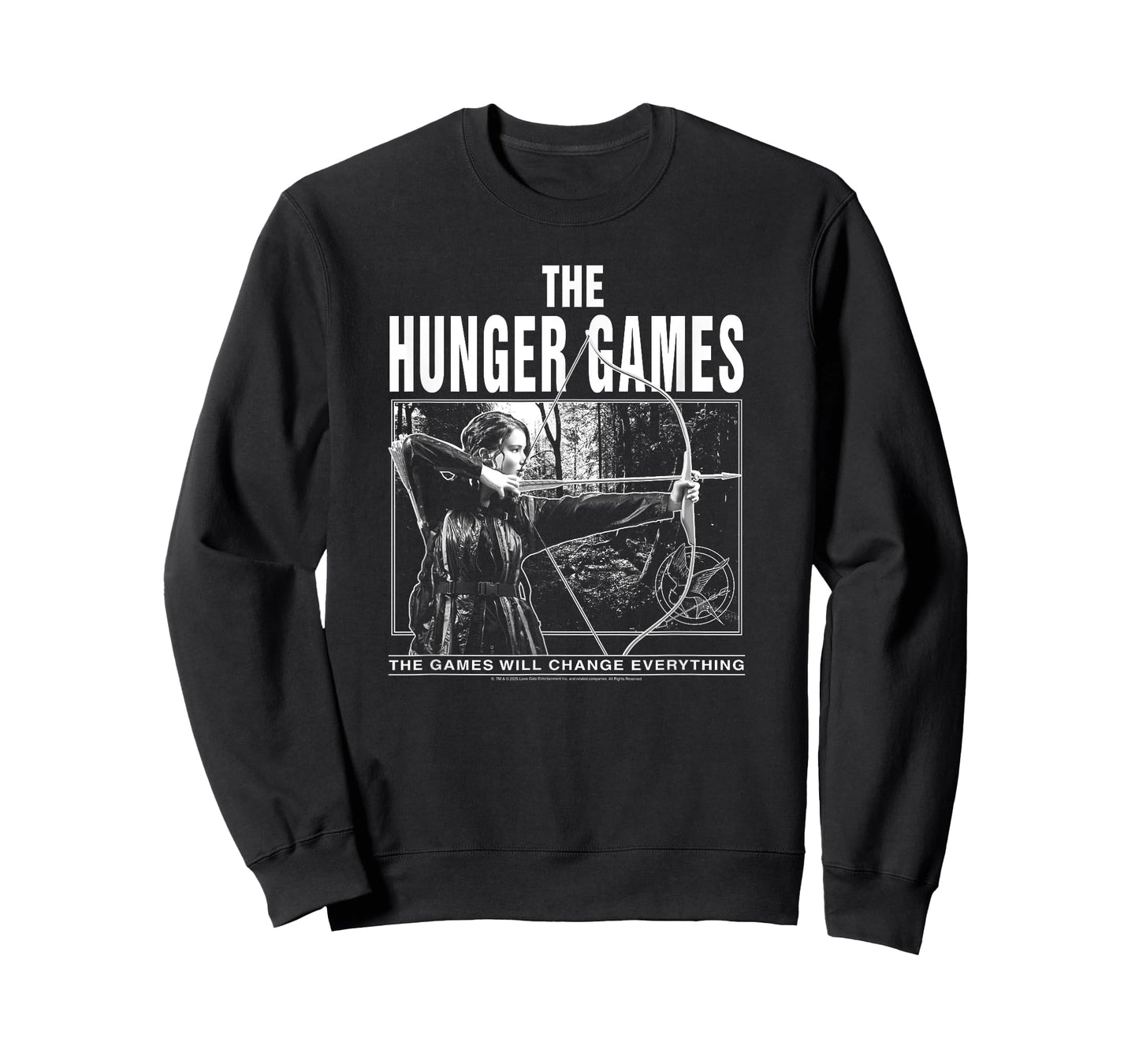 The Hunger Games Black and White Katniss Action Movie T-Shirt