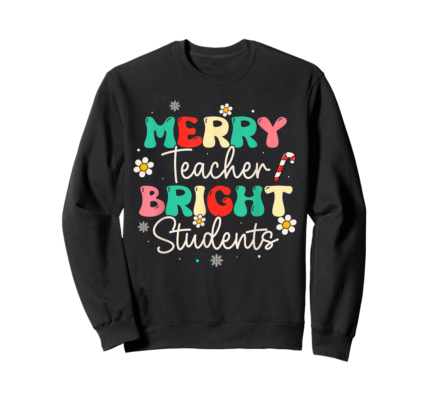 Groovy Merry Teacher Bright Students Funny Christmas Teacher T-Shirt