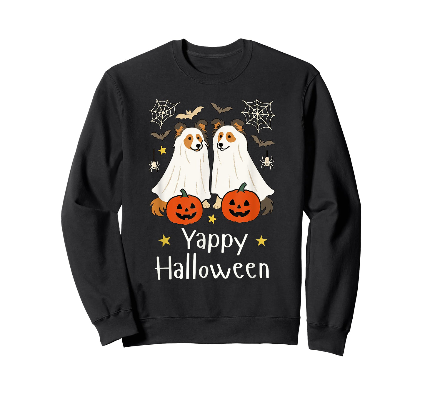 Cute Sheltie Ghosts Spooky Season Yappy Sheltie Halloween T-Shirt