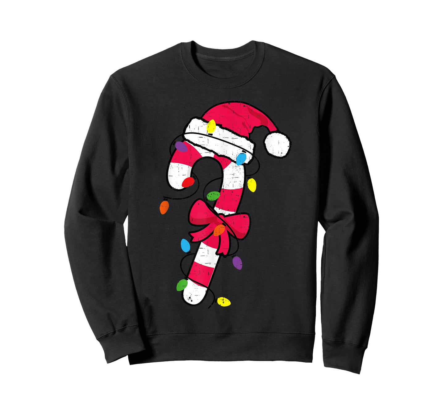 Cute Christmas Candy Cane Santa Hat and Christmas Lights T-Shirt