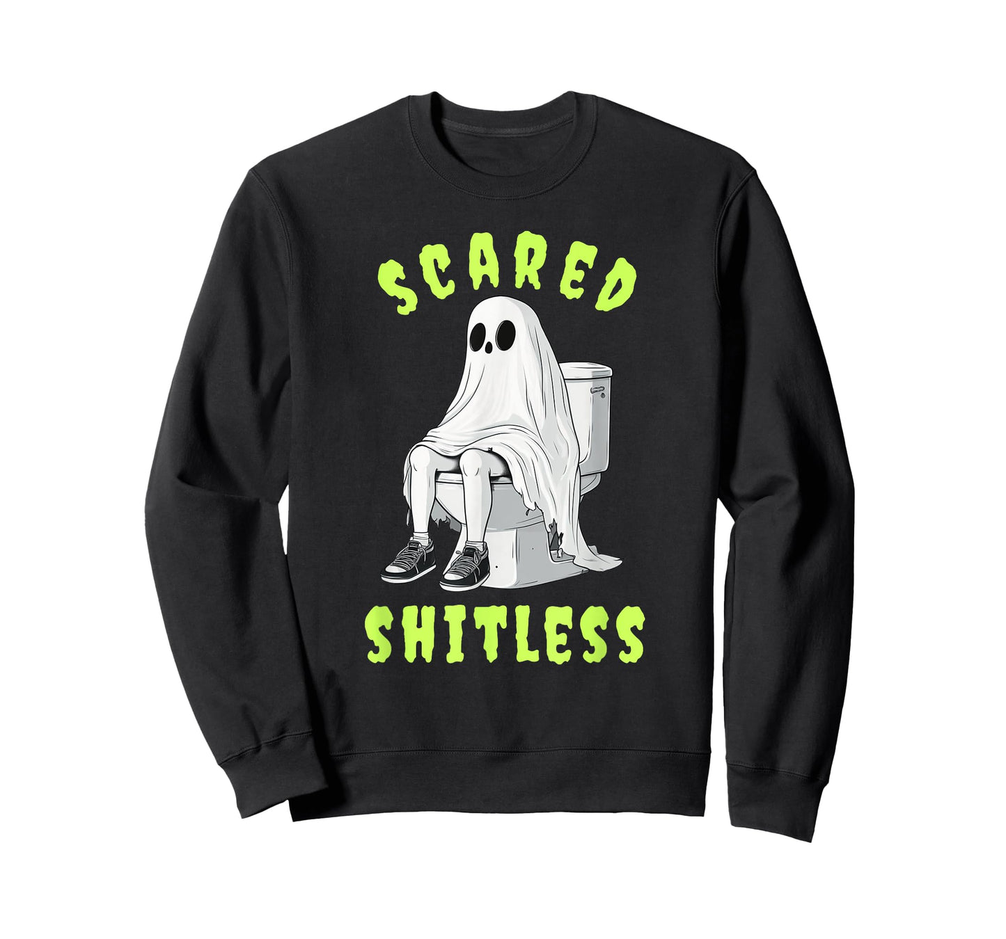 Ghost Sitting On Toilet Scared Shitless Funny Halloween T-Shirt
