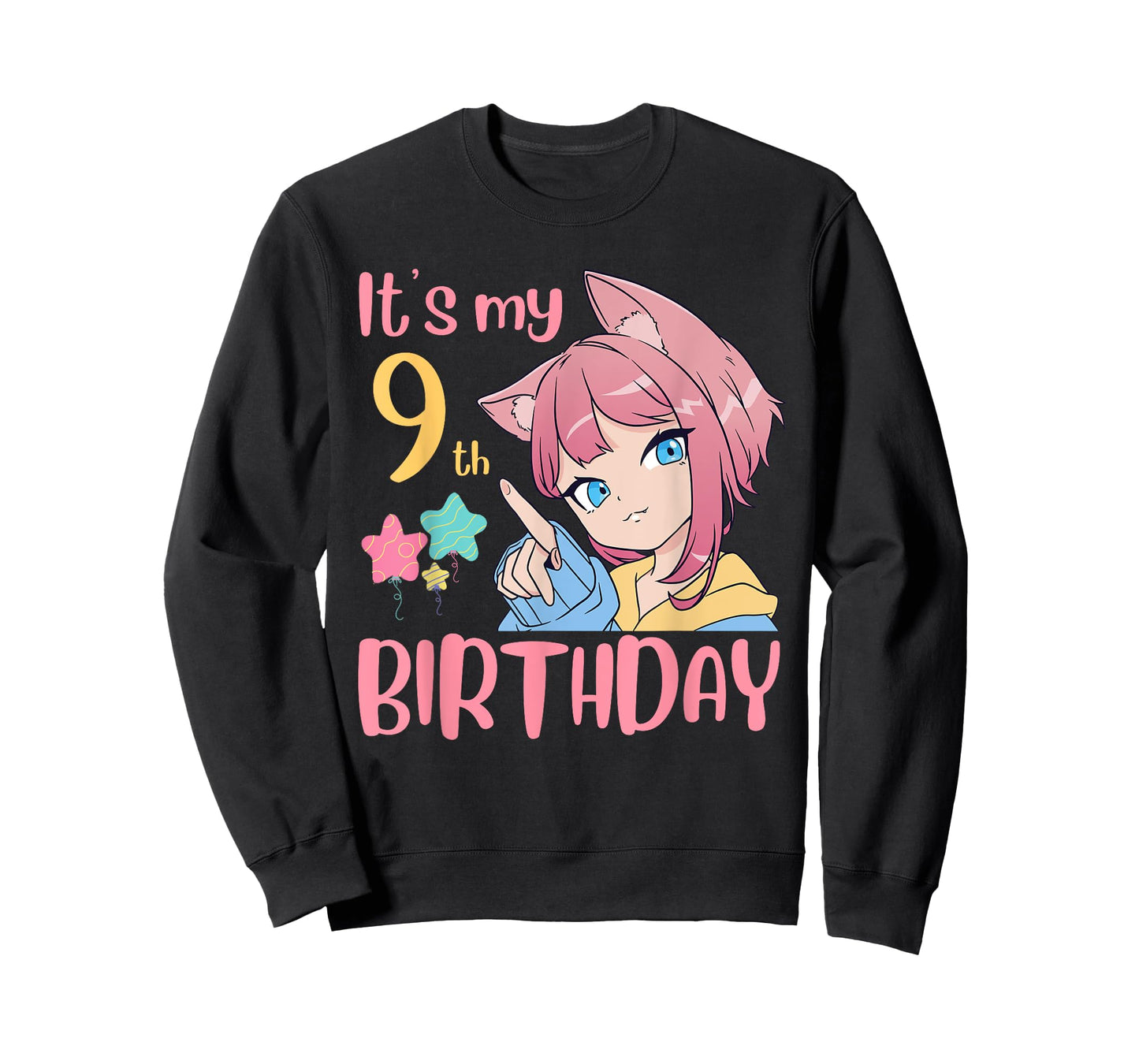 It's My 9th Birthday Anime Birthday Girl 9 Years Old Bday T-Shirt