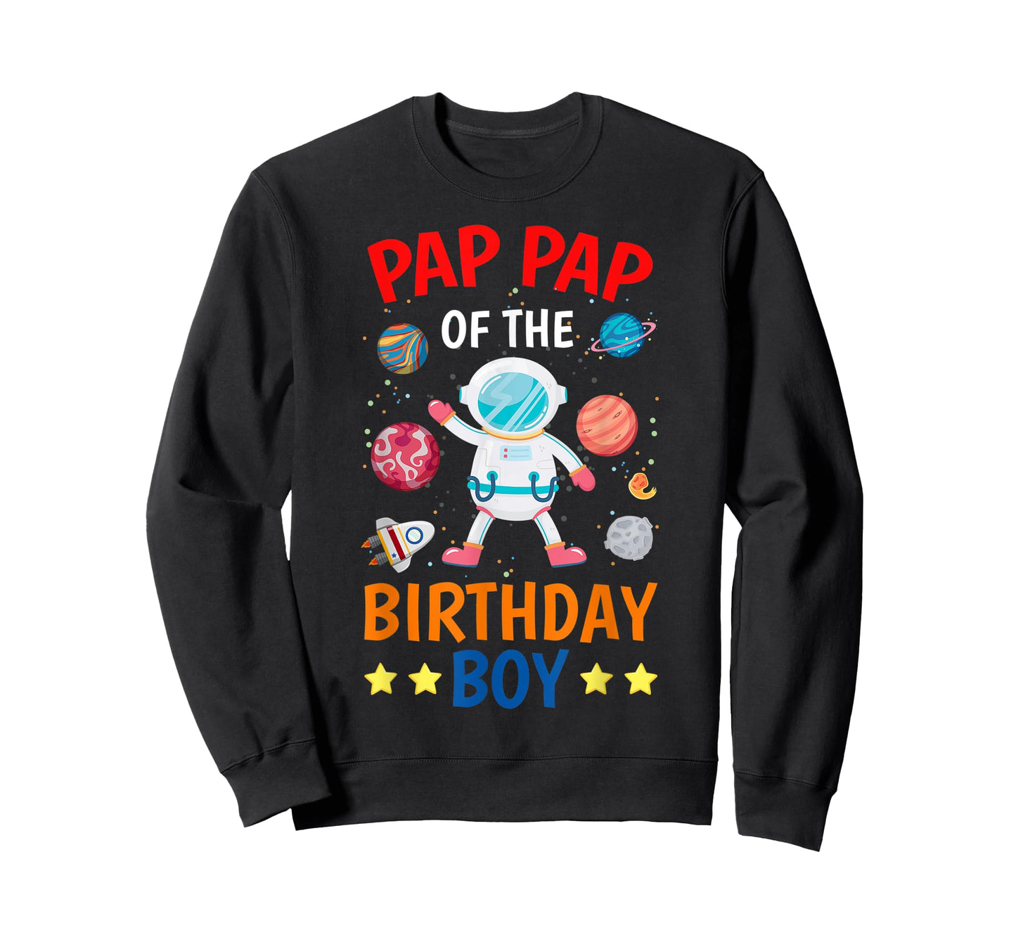 Pap Pap Of The Birthday Boy Space Planet Theme Bday Party T-Shirt
