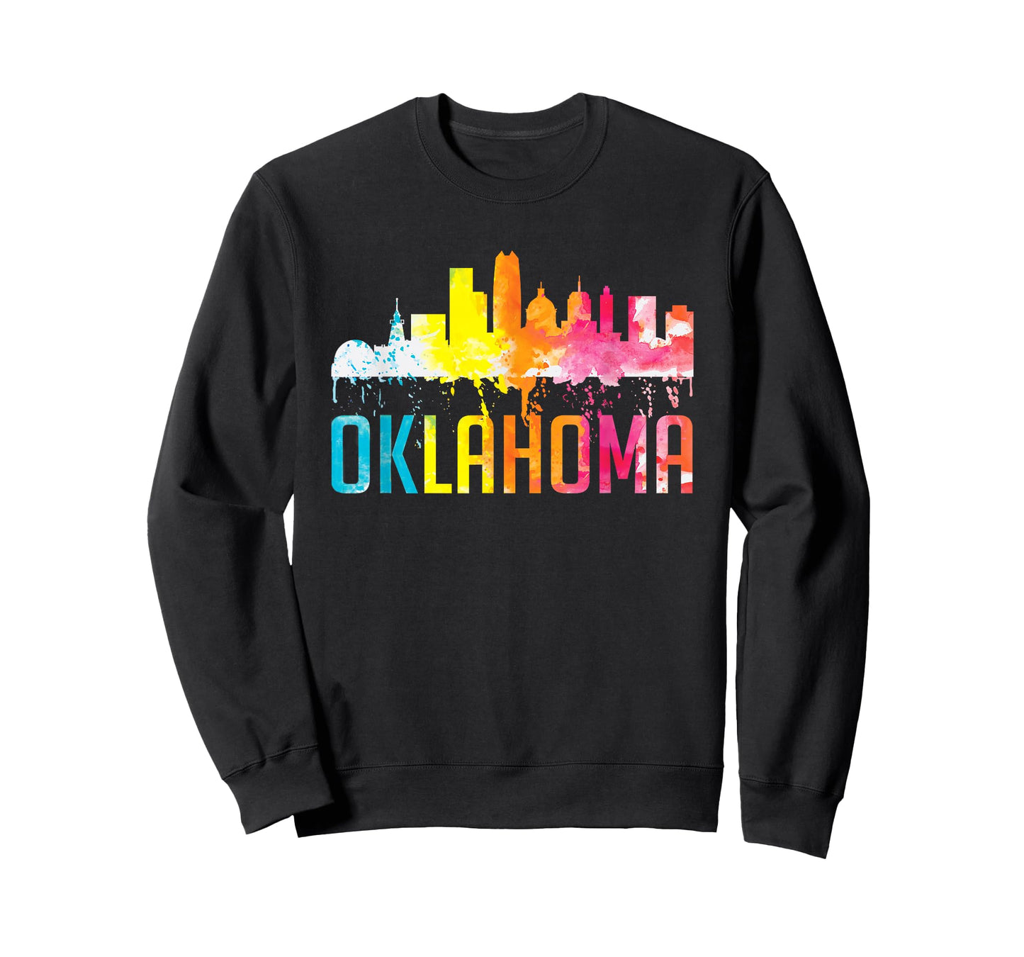 Oklahoma City OK Retro Watercolor Skyline Art Souvenir Gift T-Shirt