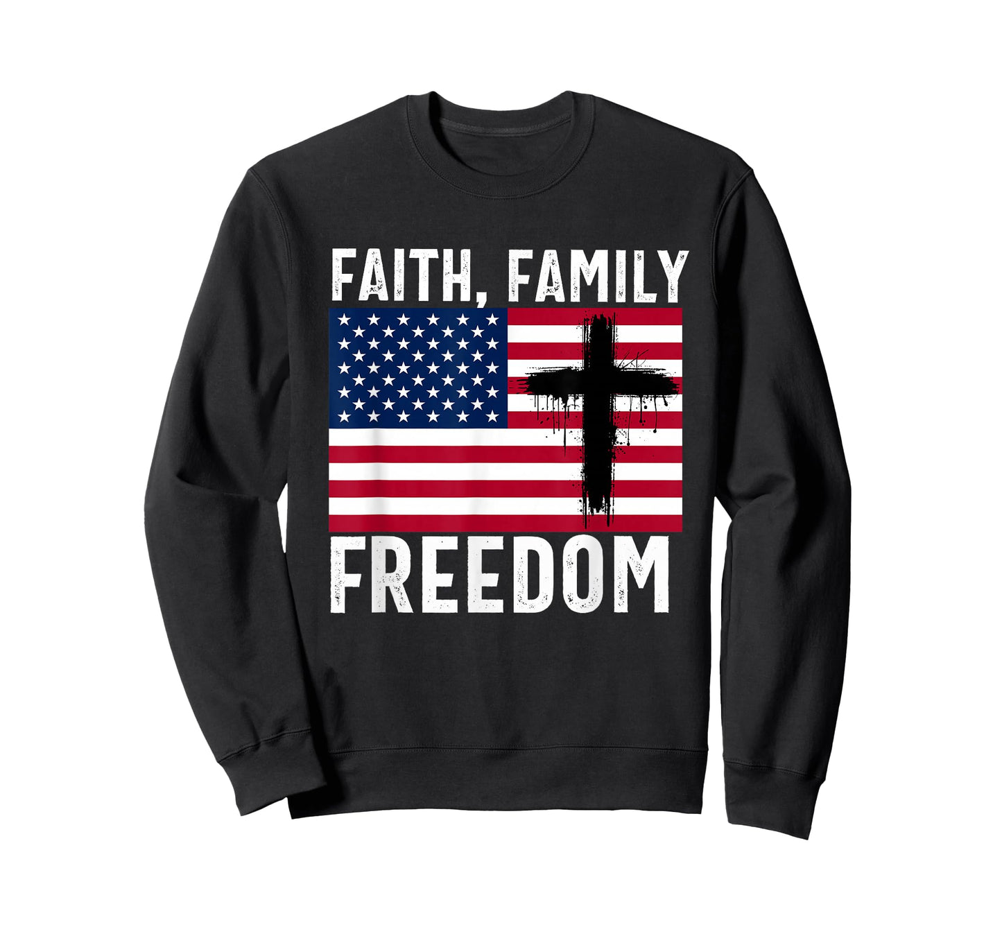 Faith Family Freedom American Flag Patriot USA Christian T-Shirt