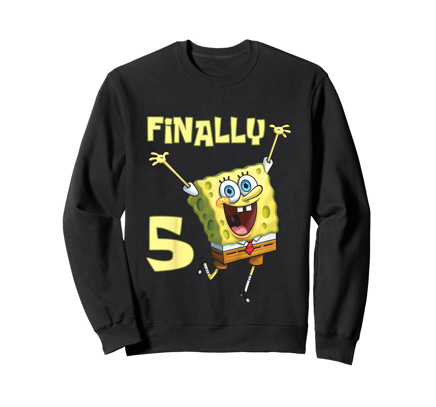 Mademark x SpongeBob SquarePants - Kids Original SpongeBob Square Pants - 5th Birthday. Finally 5. T-Shirt
