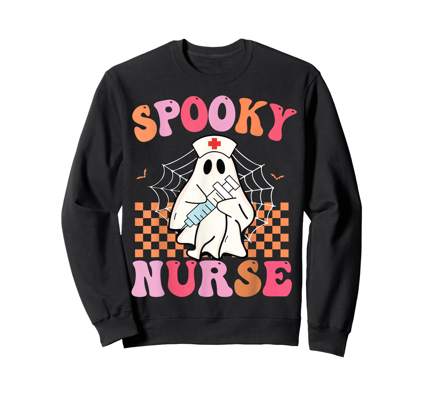 Groovy Spooky Nurse Funny Ghost Halloween Nursing Women T-Shirt