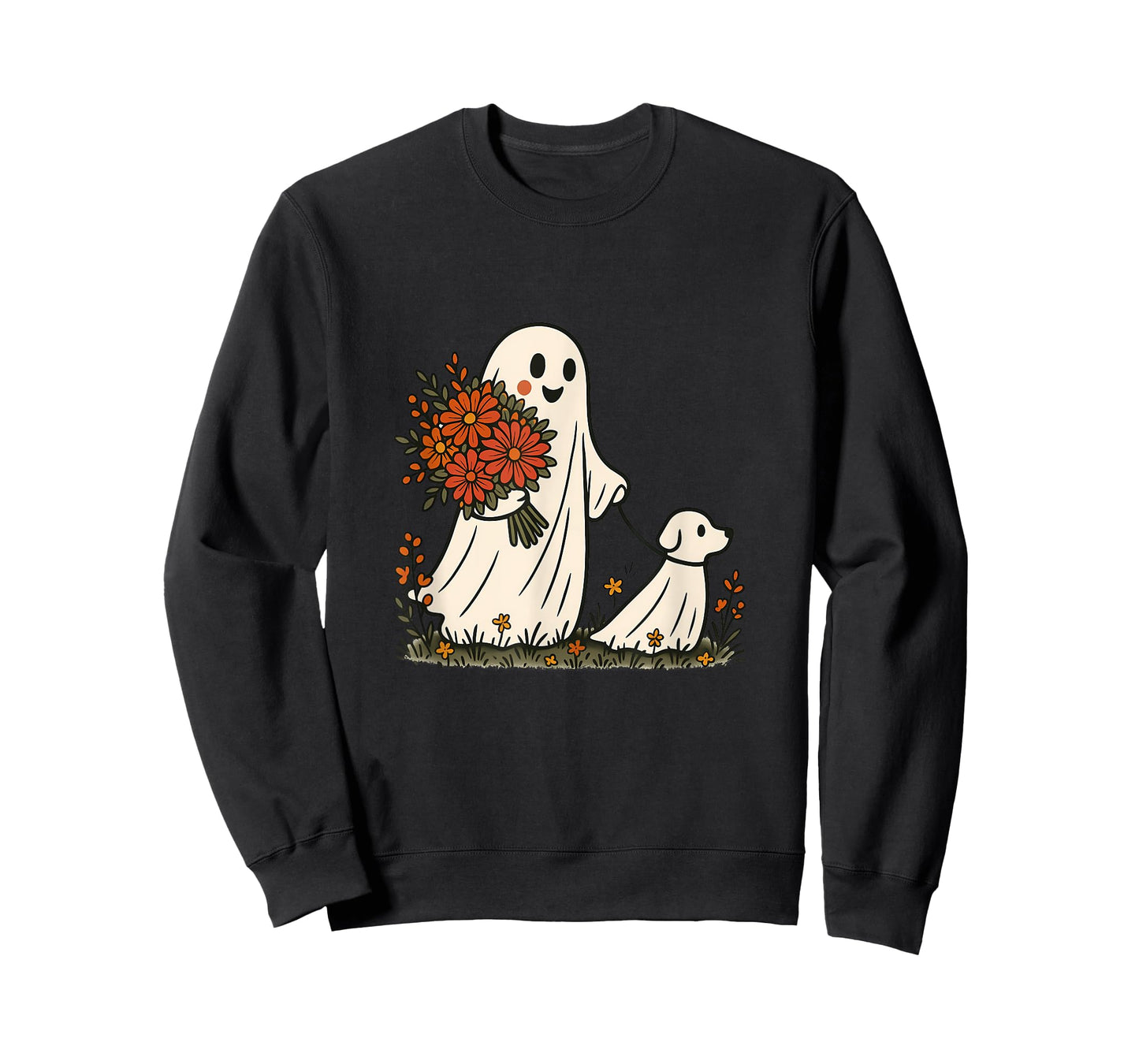 Ghost Walking Dog Spooky Funny Halloween Dog Lover T-Shirt