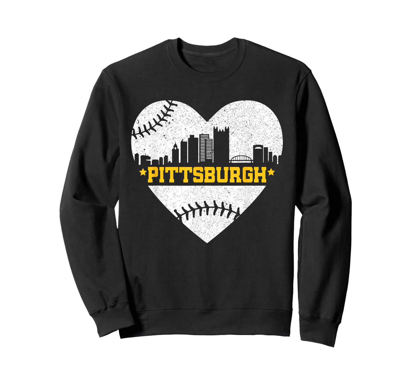 Pittsburgh Lovers Skyline Retro Baseball Heartbeat Men Women T-Shirt