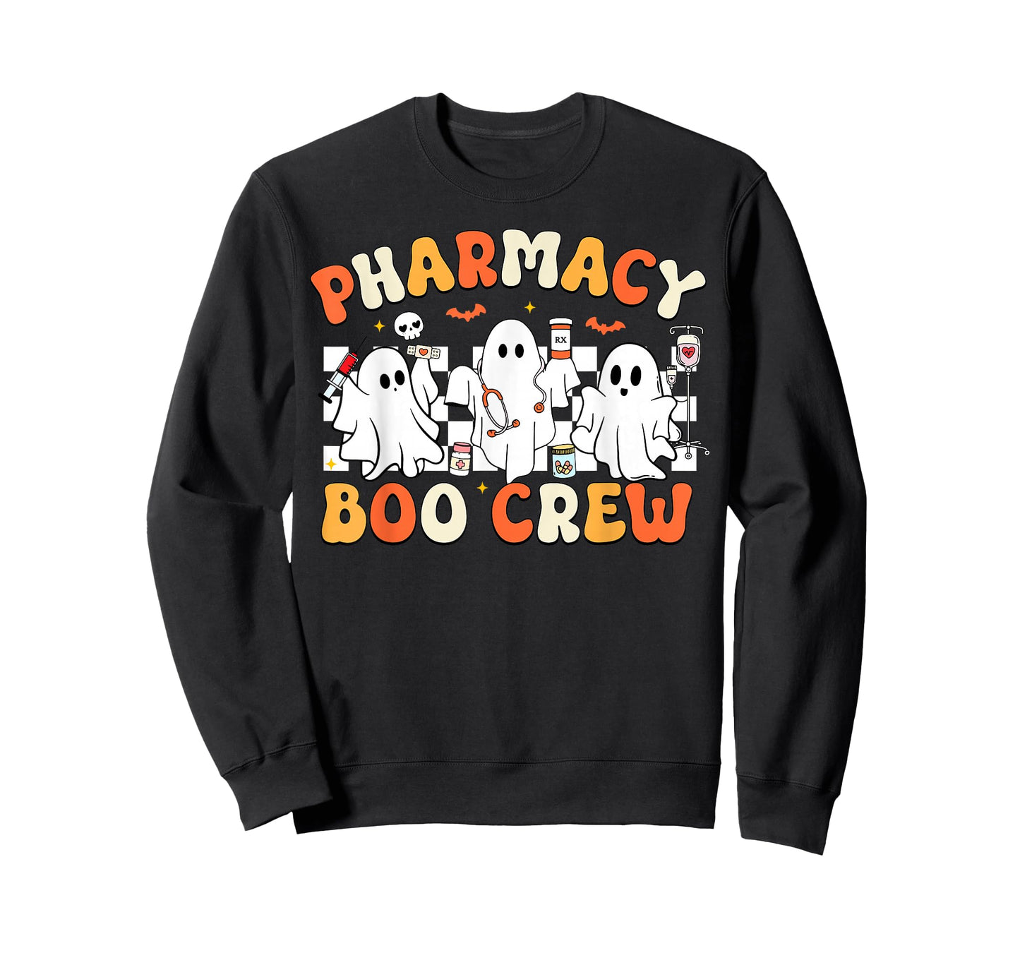 Retro Pharmacy Boo Crew Ghost Pharmacist Tech Halloween T-Shirt