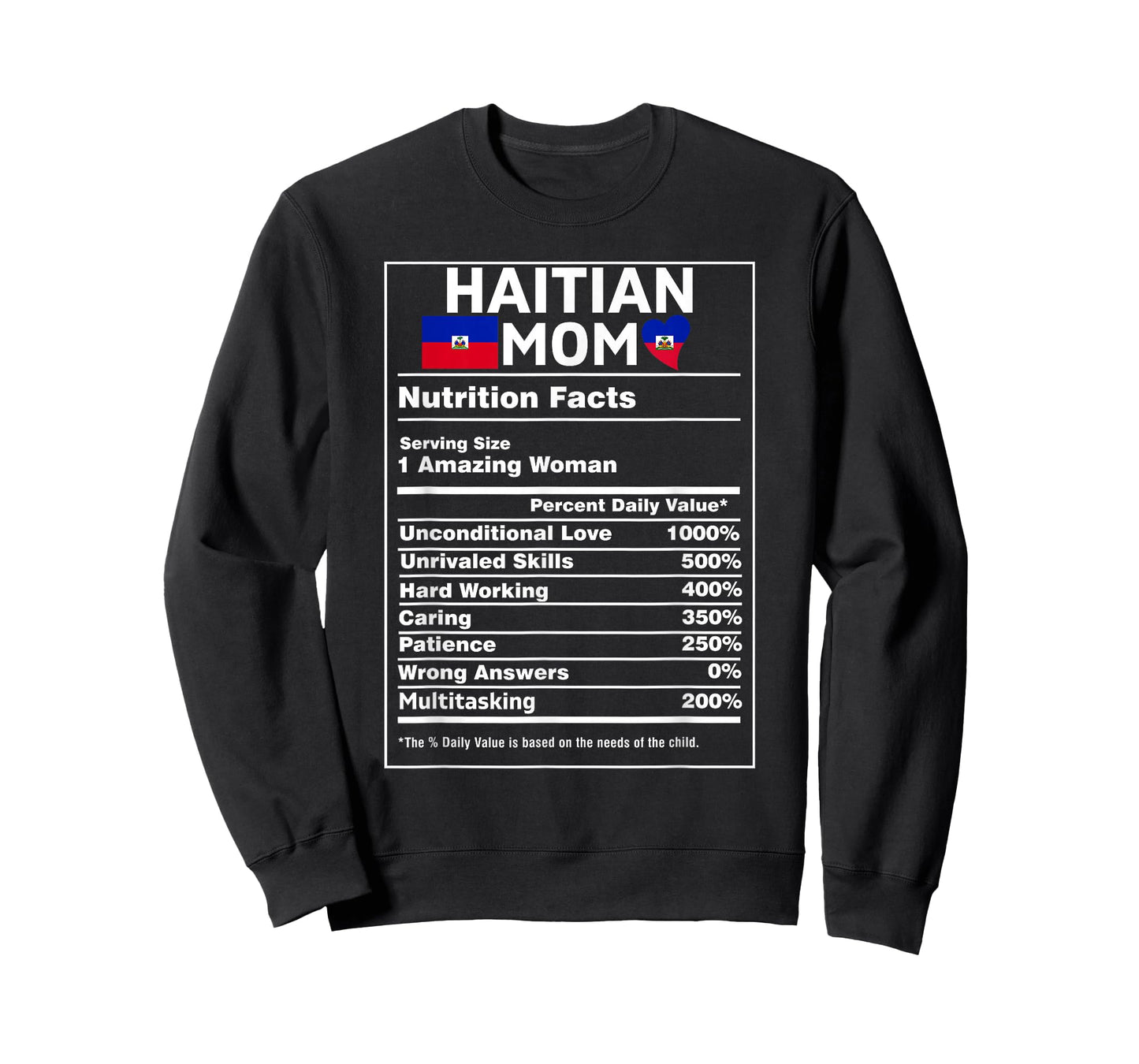 Haitian Mom Nutrition Facts Women Haiti Flag Pride Ayiti Mom T-Shirt