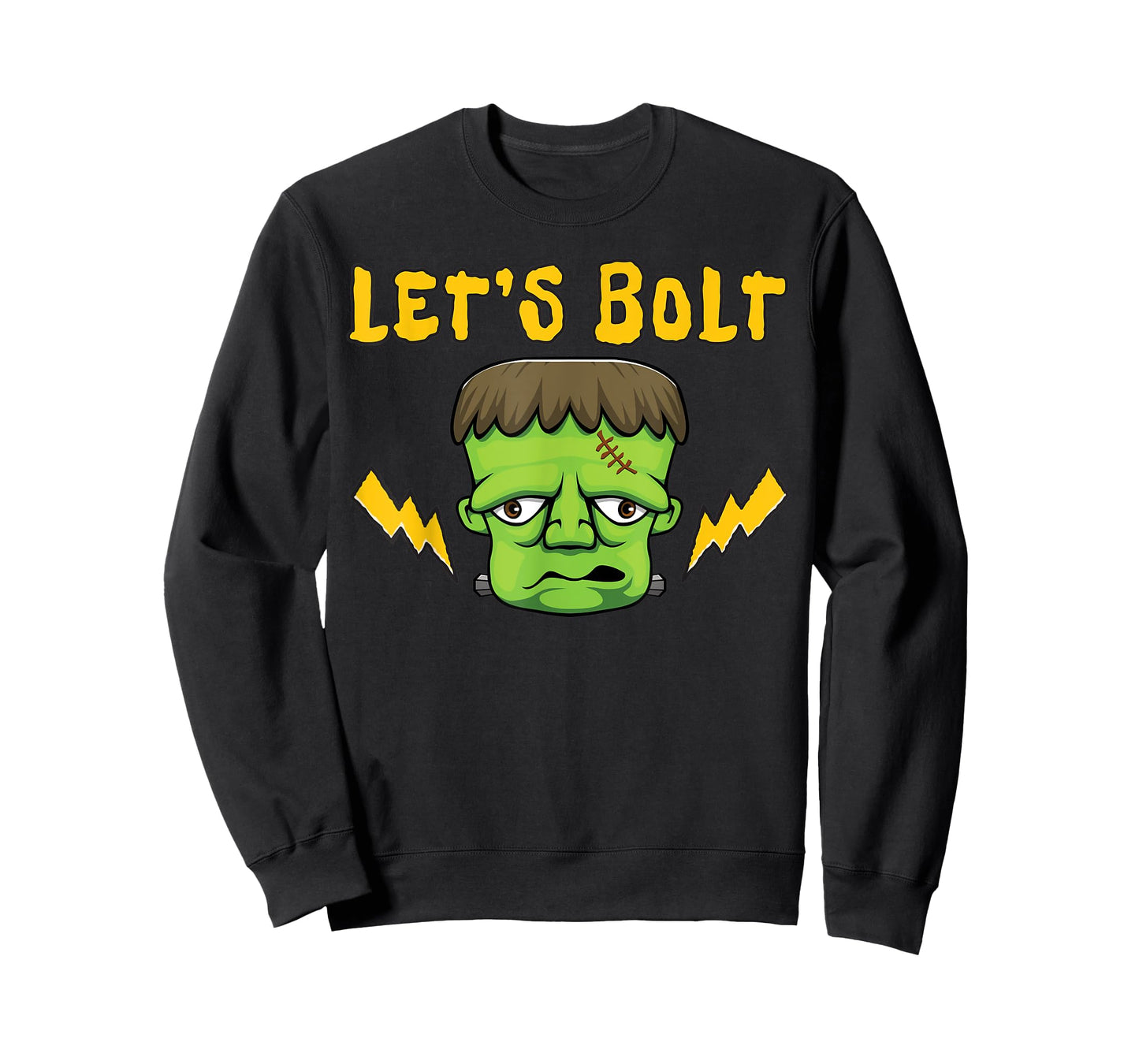 Let's Bolt Frankenstein Face With Neck Lighting Bolts T-Shirt