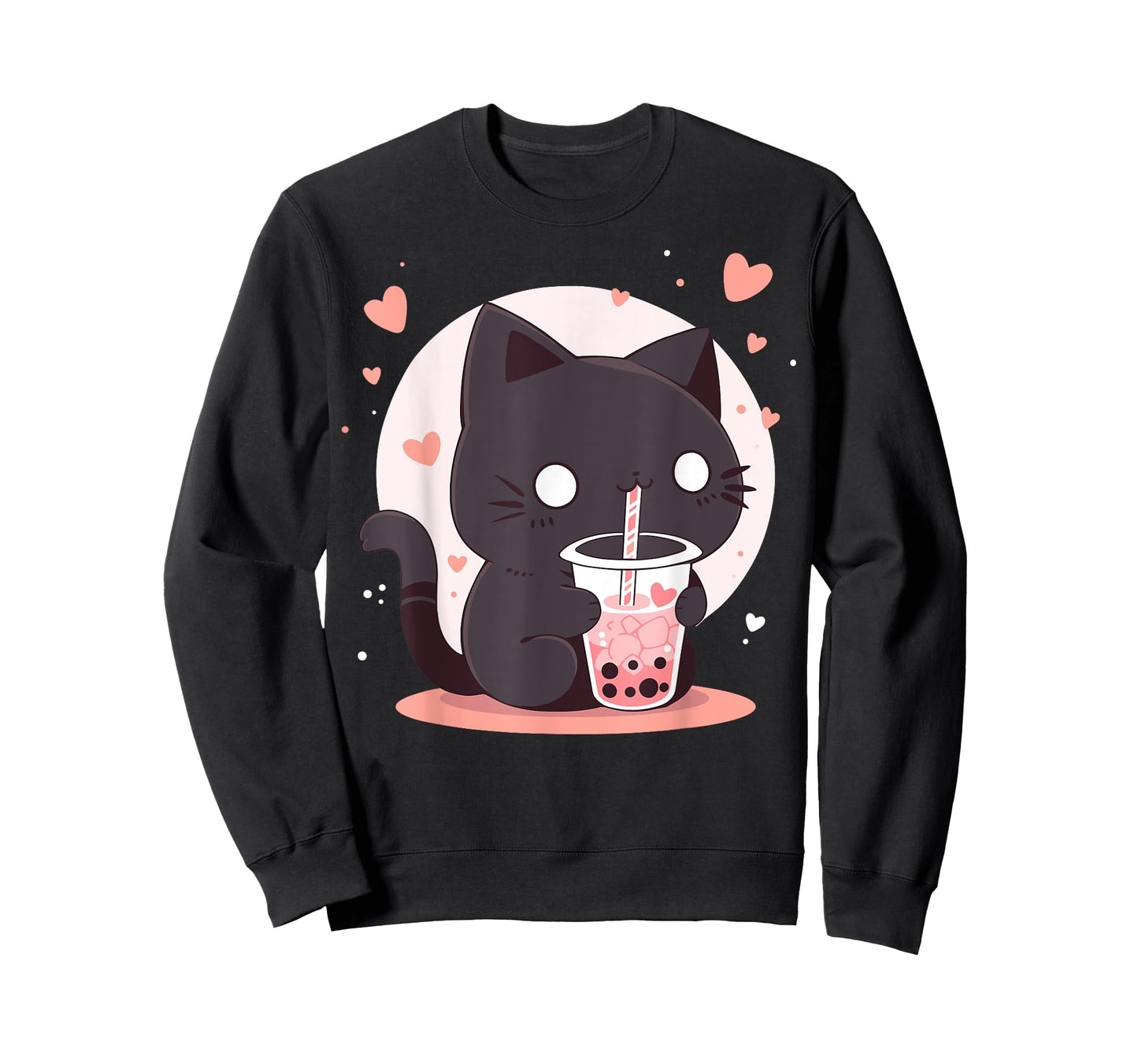 Kawaii Black Cat Boba Cute Japan Anime Bubble Tea Neko Teen T-Shirt for Men Women
