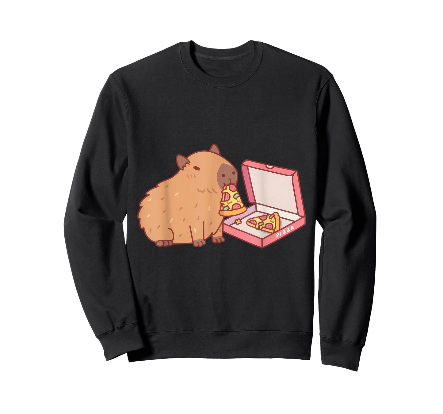 Cute Capybara Eating Pizza Lover Kawaii Amine Girls Kids T-Shirt