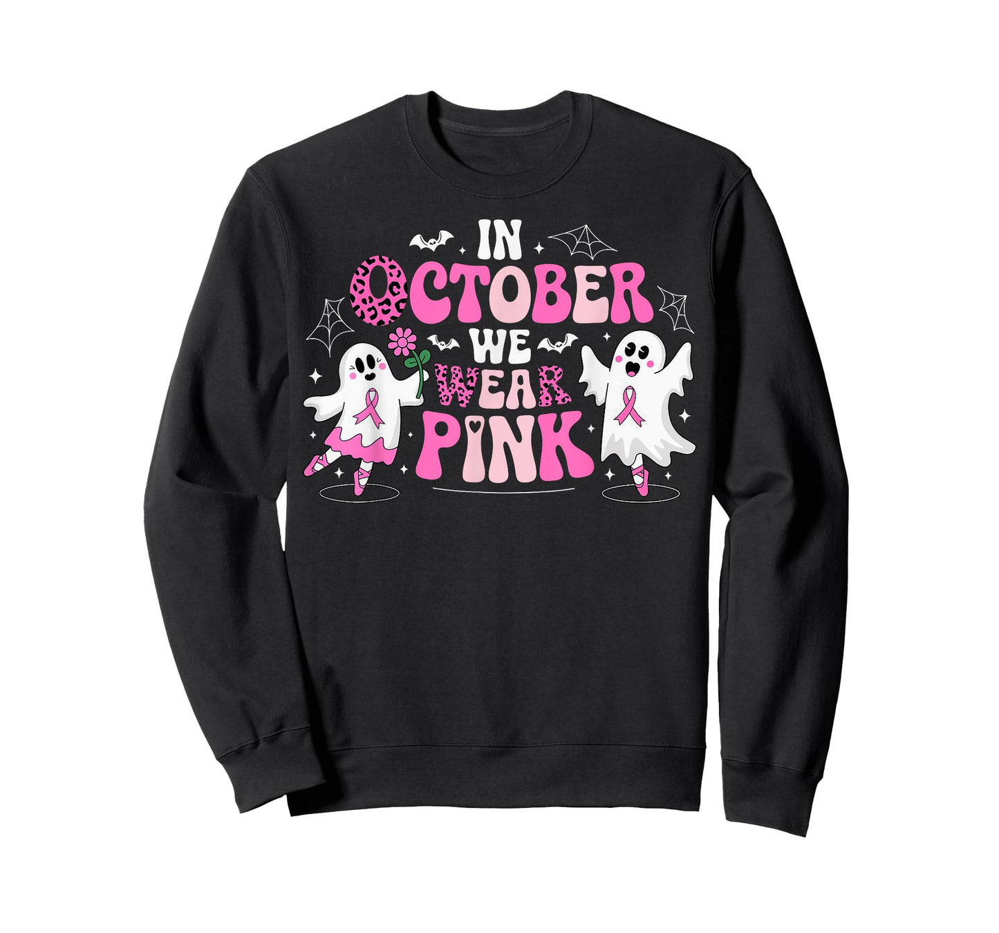 In October We Wear Pink Ballet Ghost Teacher Breast Cancer T-Shirt