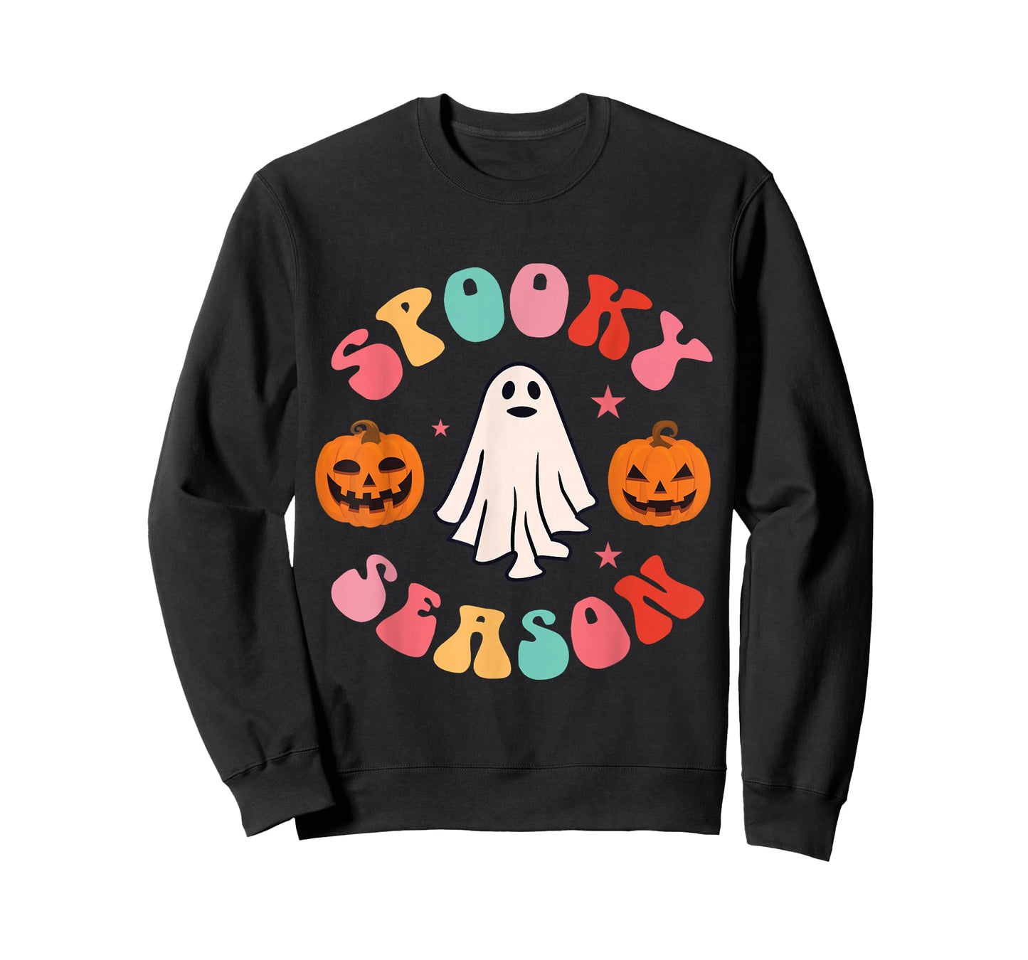 Retro Halloween Cute Ghost Spooky Season Funny T-Shirt