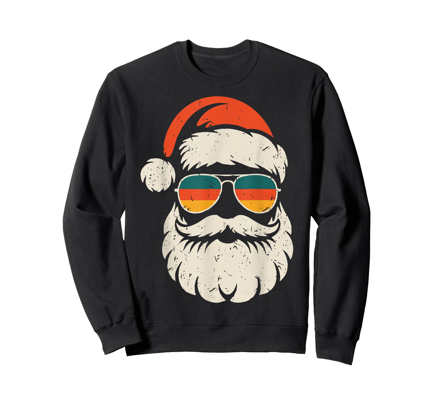 Retro Santa Face Sunglasses Funny Christmas Family Outfit T-Shirt