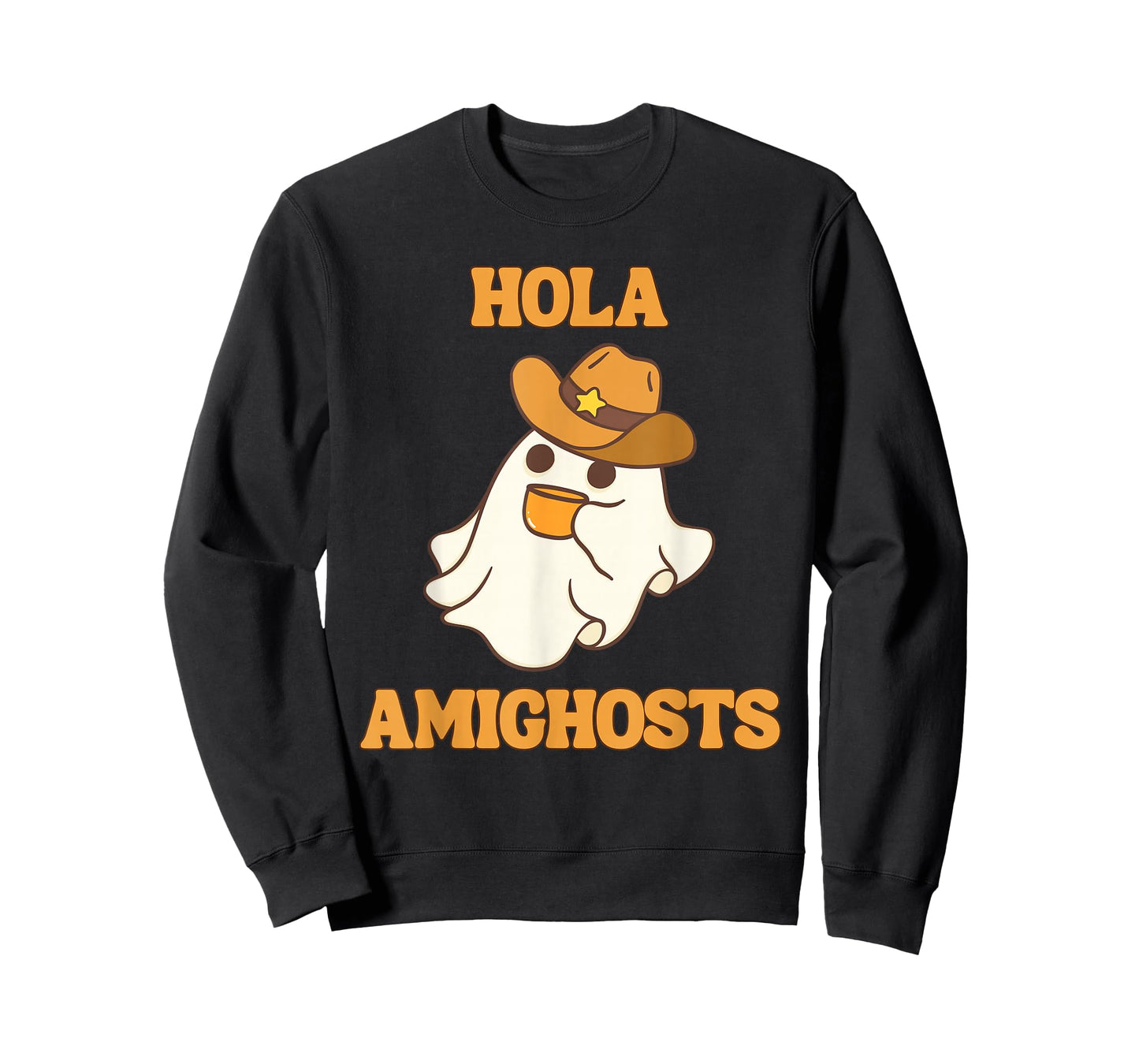 Hola Amighosts Funny Spanish Halloween Cowboy Ghost T-Shirt