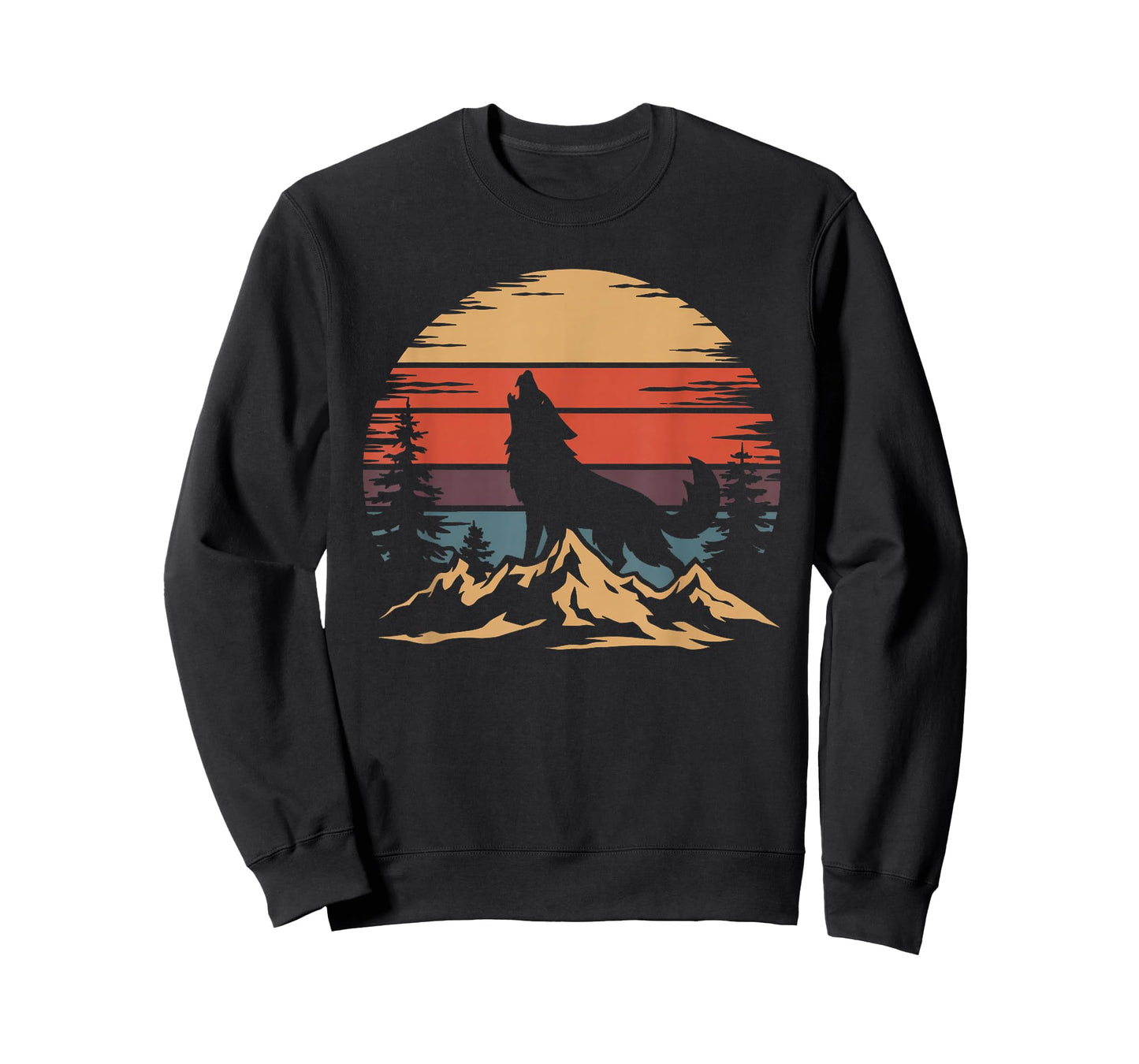 Wolf Mountain T-Shirt - Retro Wildlife Howling Wolf Nature T-Shirt