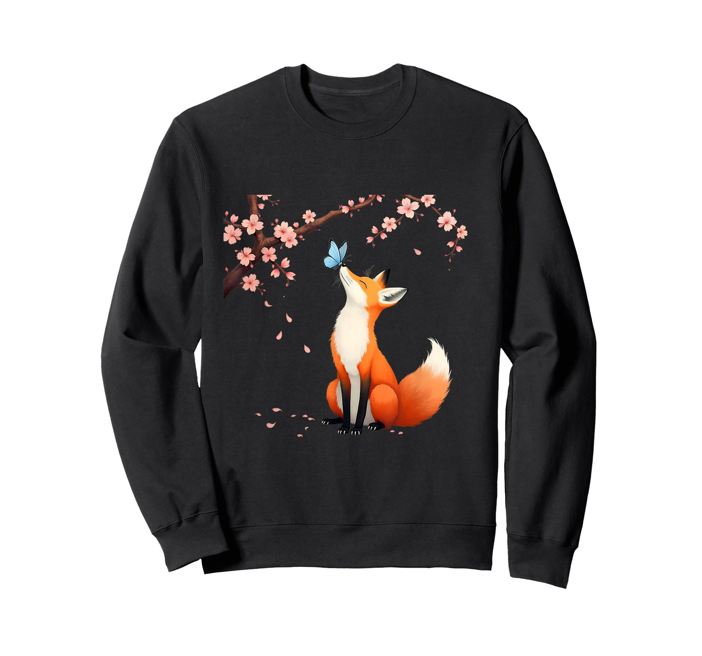 Fox Japanese Cherry Blossom Sakura Tree Kawaii Girls Women T-Shirt