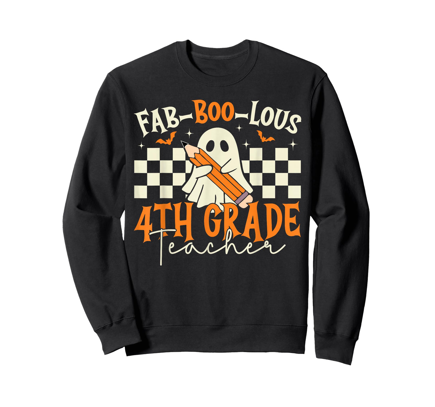 Fab Boo Lous 4th Grade Teacher Retro Ghost Spooky Halloween T-Shirt