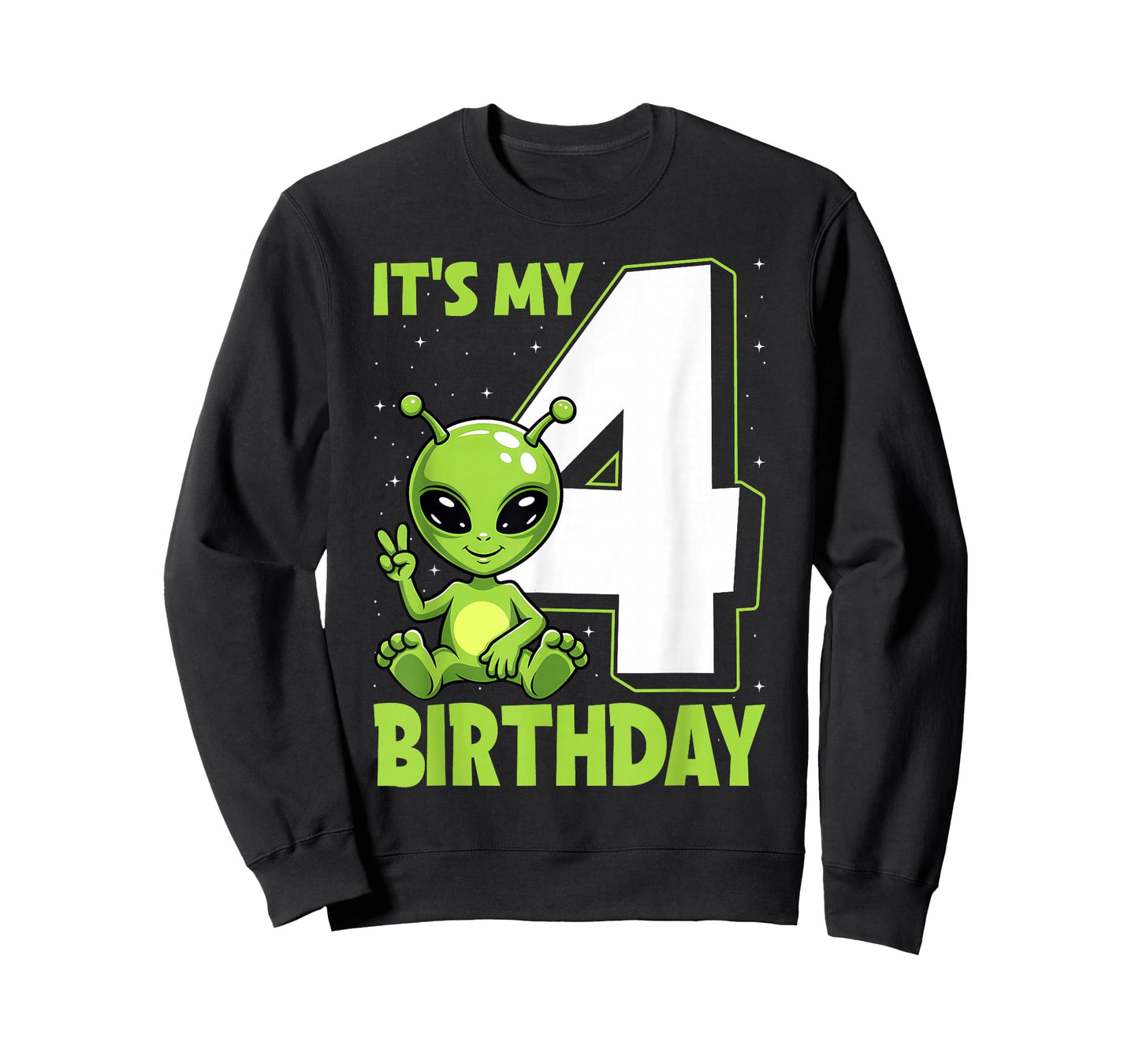 Kids Alien 4 Years Old Boy Girls 4th Birthday T-Shirt
