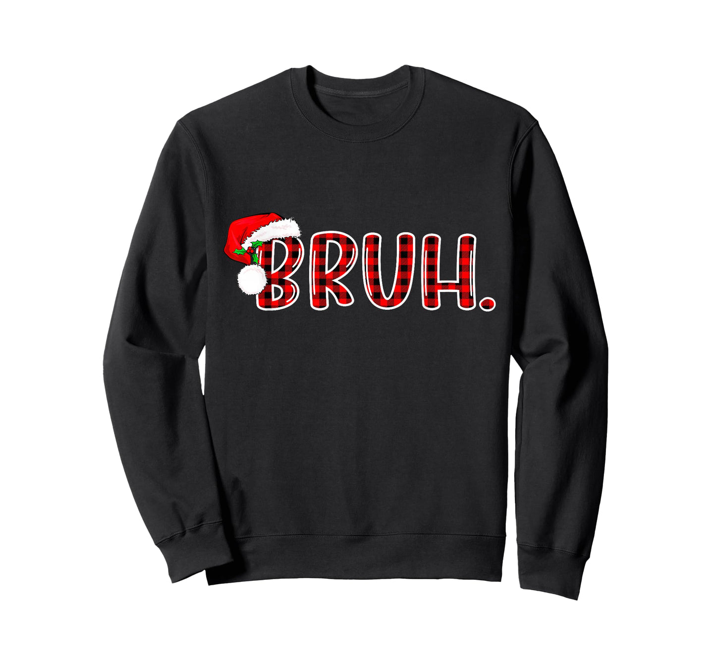 Bruh Funny Christmas Red Plaid Teens Boys Kids Xmas Pajamas T-Shirt