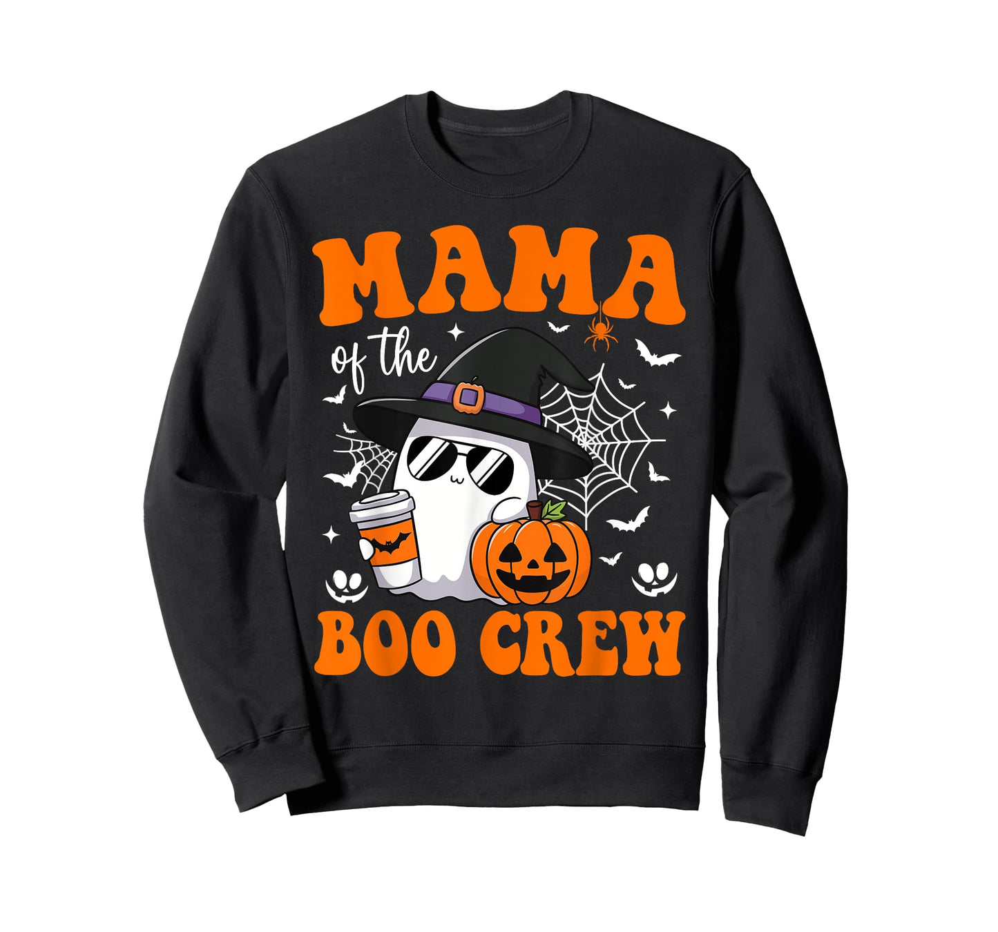 Mama of Boo Crew Groovy Ghost Matching Family Halloween T-Shirt