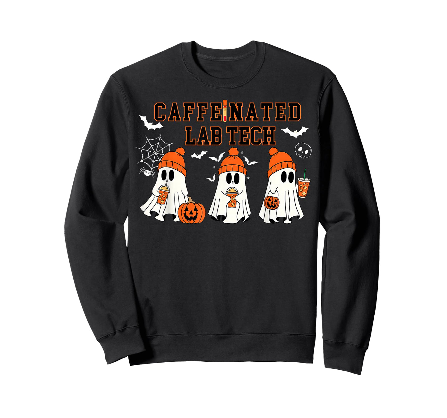 Caffeinated Lab Tech Ghost Coffee Halloween Fall Laboratory T-Shirt