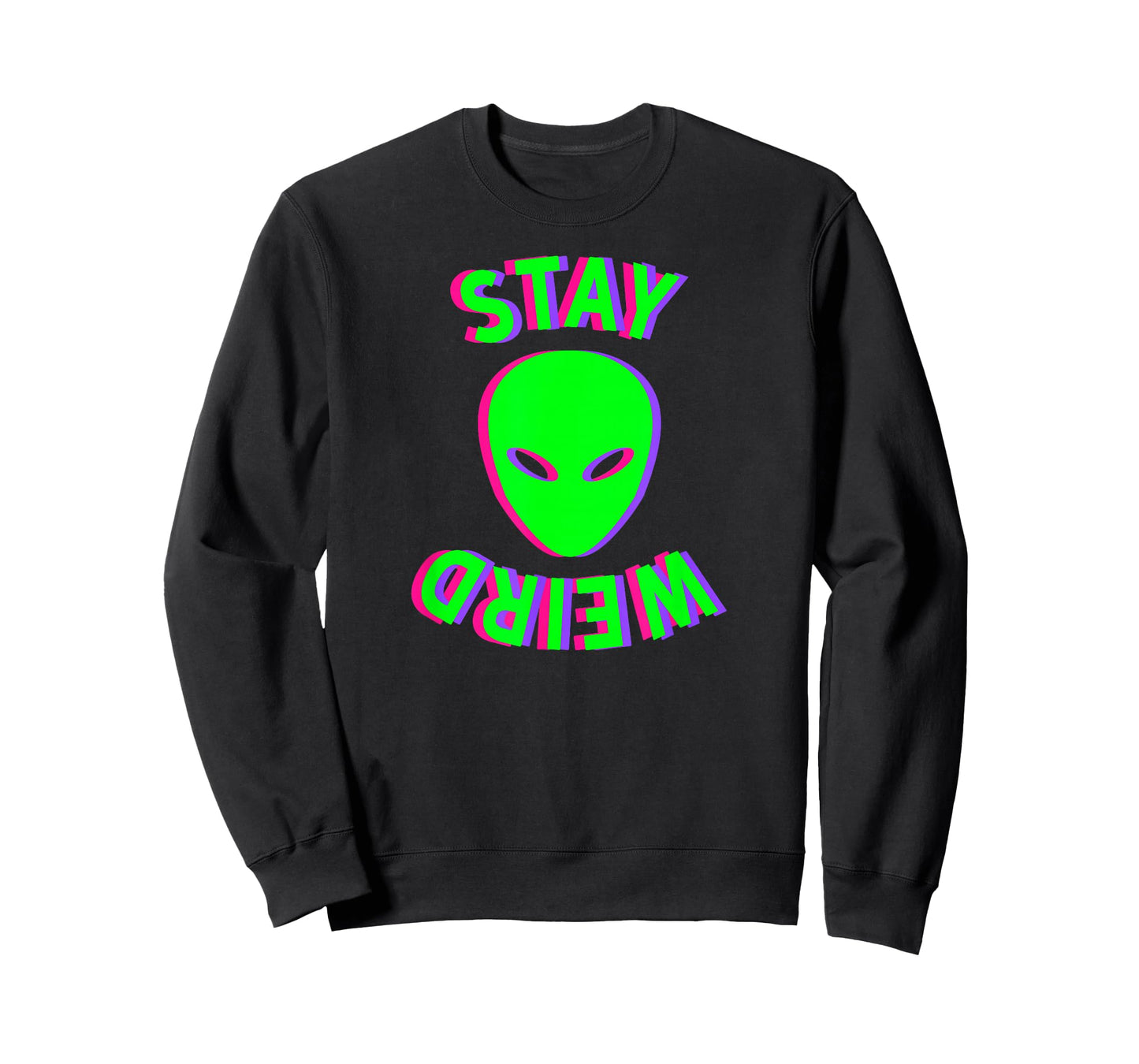 Awesome Stay Weird Alien Face Glitch UFO Extraterrestrial T-Shirt