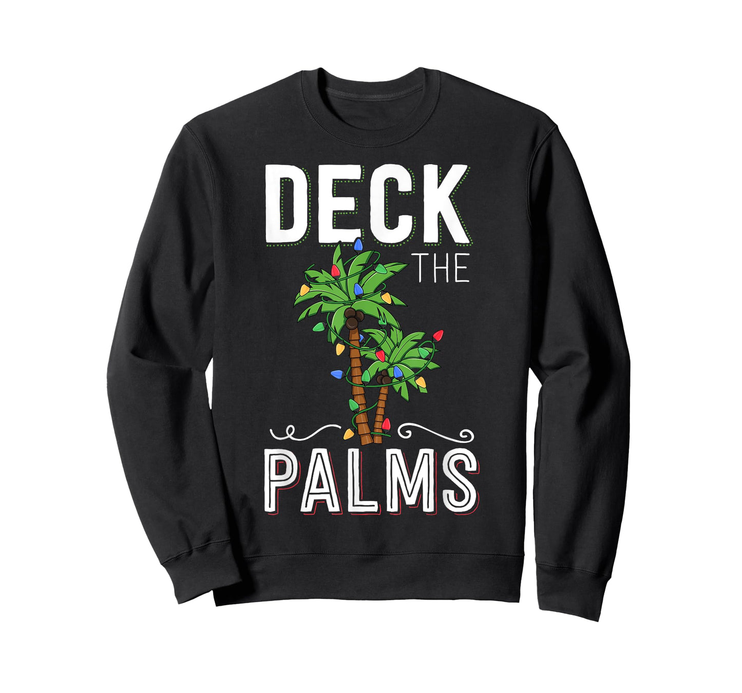 Deck The Palms Tropical Hawaii Christmas Palm Tree Lights T-Shirt