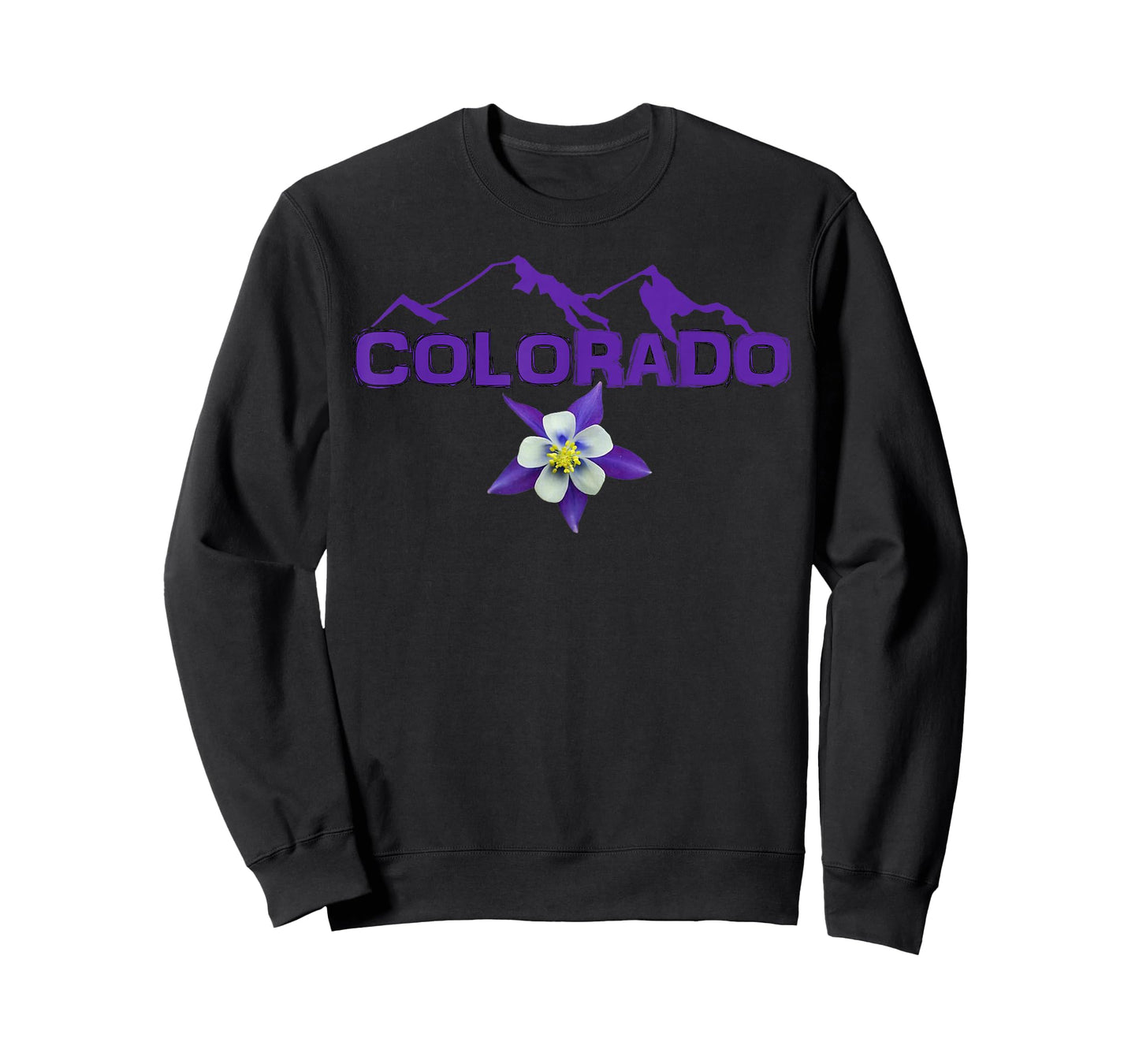 Colorado Mountain Silhouette, Columbine State Flower T Shirt T-Shirt