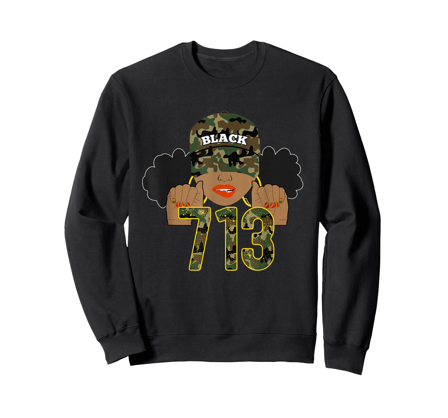 713 Houston Texas H-Town Area Code Black Woman T-Shirt