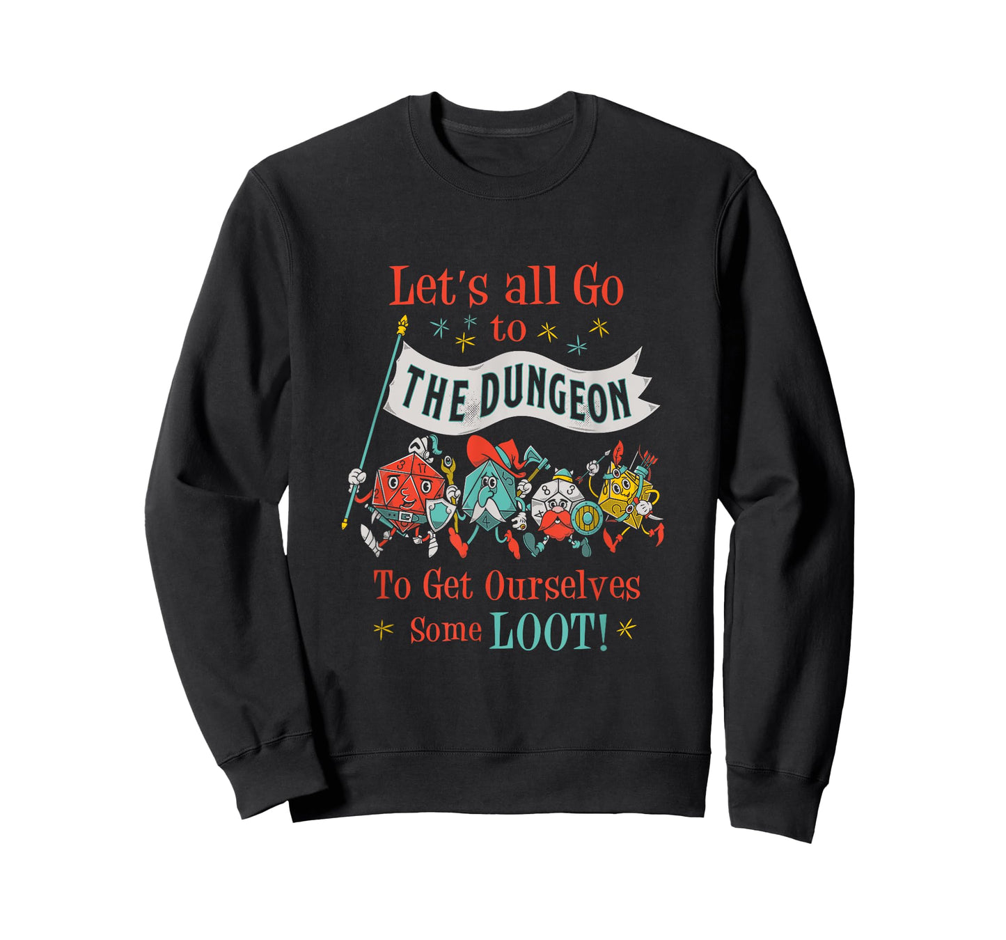 Let's Go To The Dungeon - Vintage Cartoon Fantasy Game Dice T-Shirt