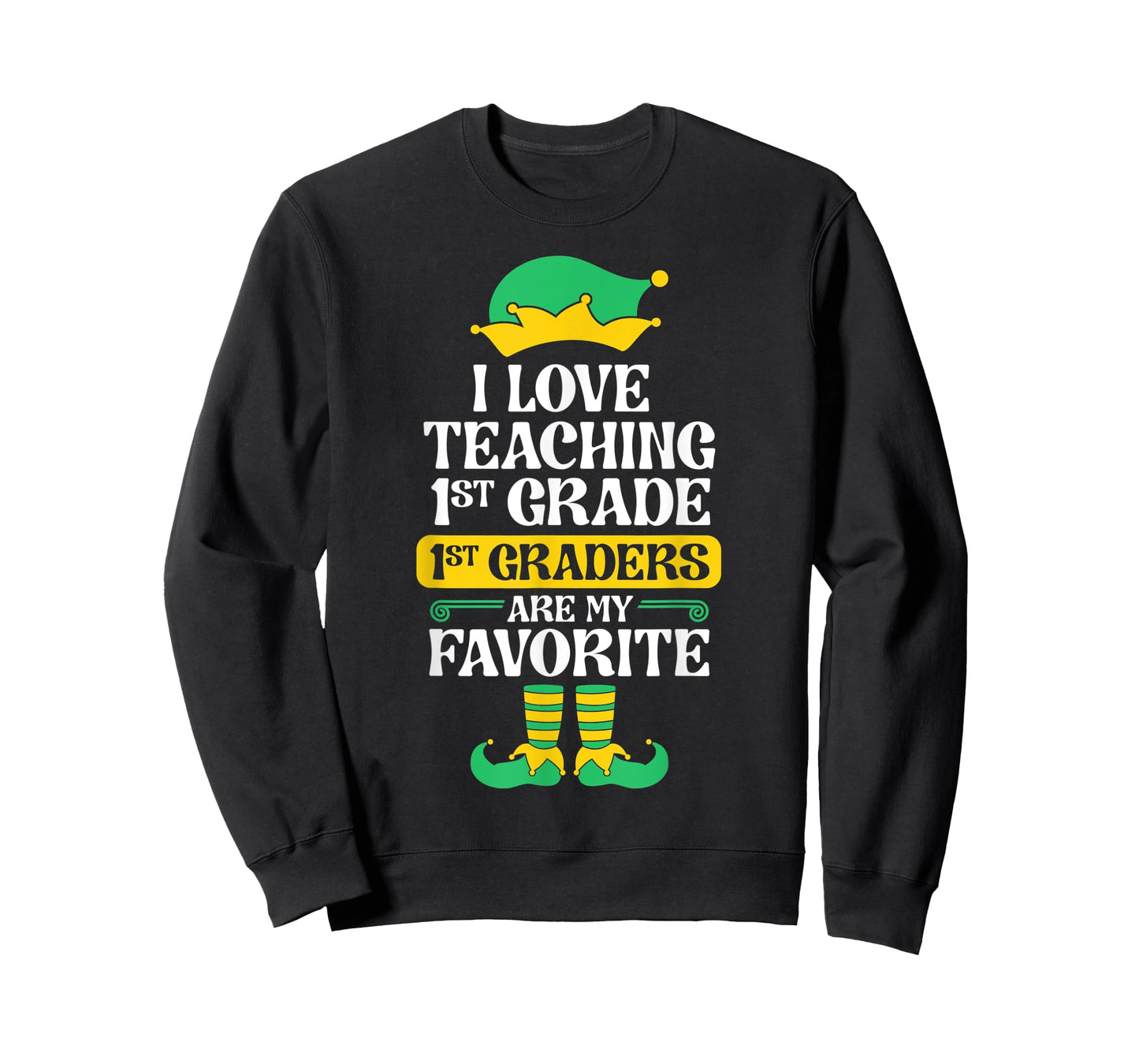 1st Grade Teacher Elf Christmas School Party I Love Teaching T-Shirt