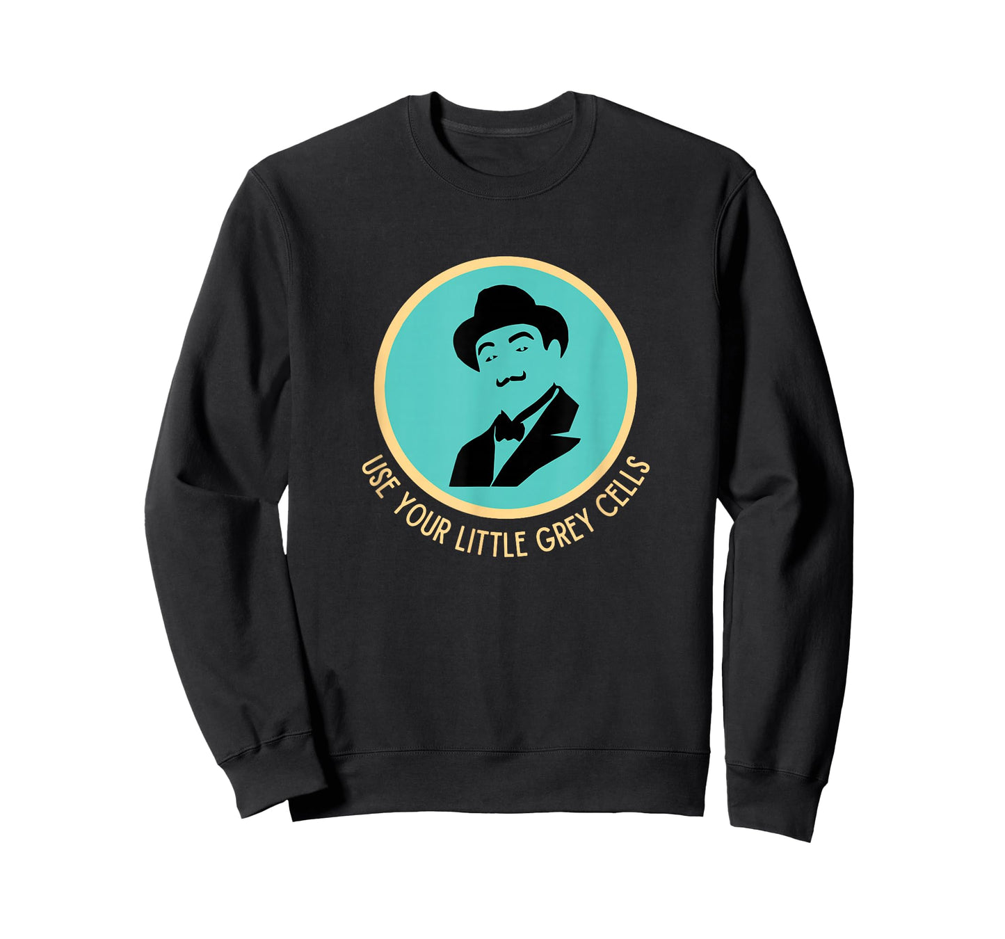 Poirot Use Your Little Grey Cells Hat Mustache Vintage Blue T-Shirt