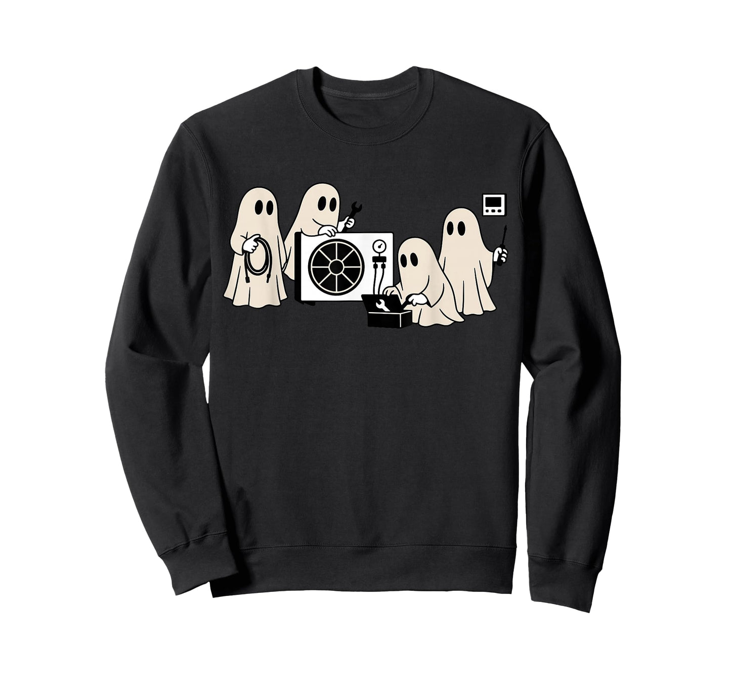 HVAC Halloween Cute Boo Construction Worker Ghost Worker T-Shirt