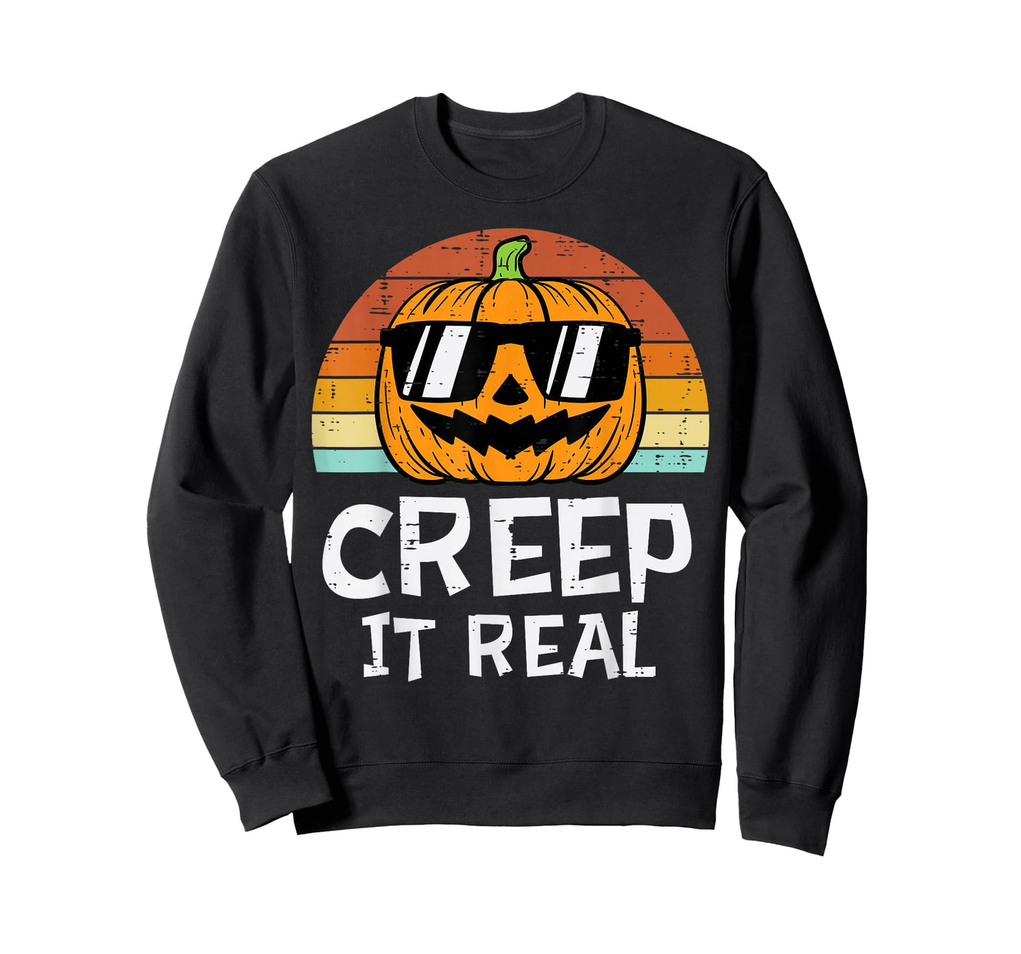 Creep It Real Cool Pumpkin Retro Halloween Costume Men Boys T-Shirt