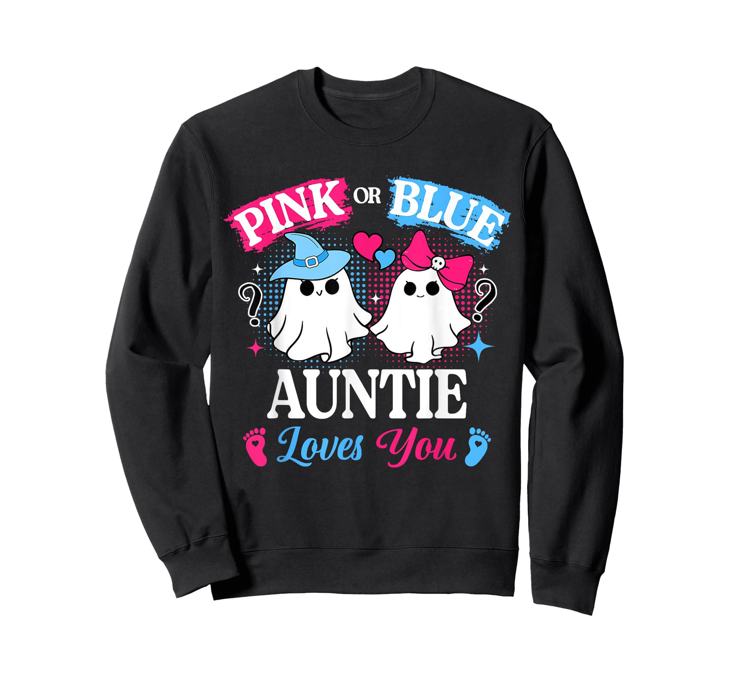 Pink or Blue Auntie Loves You Gender Reveal Halloween T-Shirt