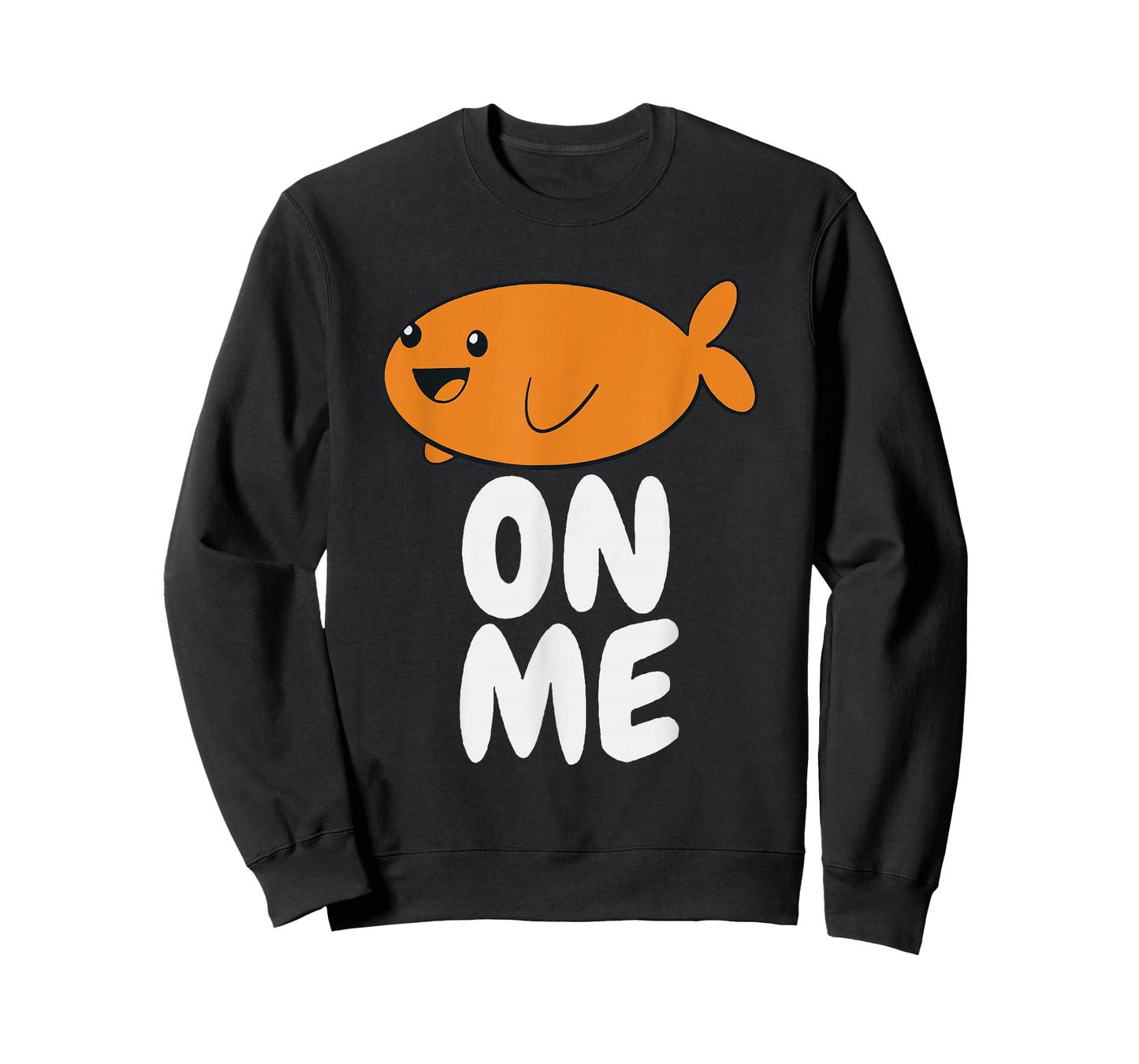 Gift For Kids Fish On Me Tee Unisex-Kids Black Cartoon Fish T-Shirt Small